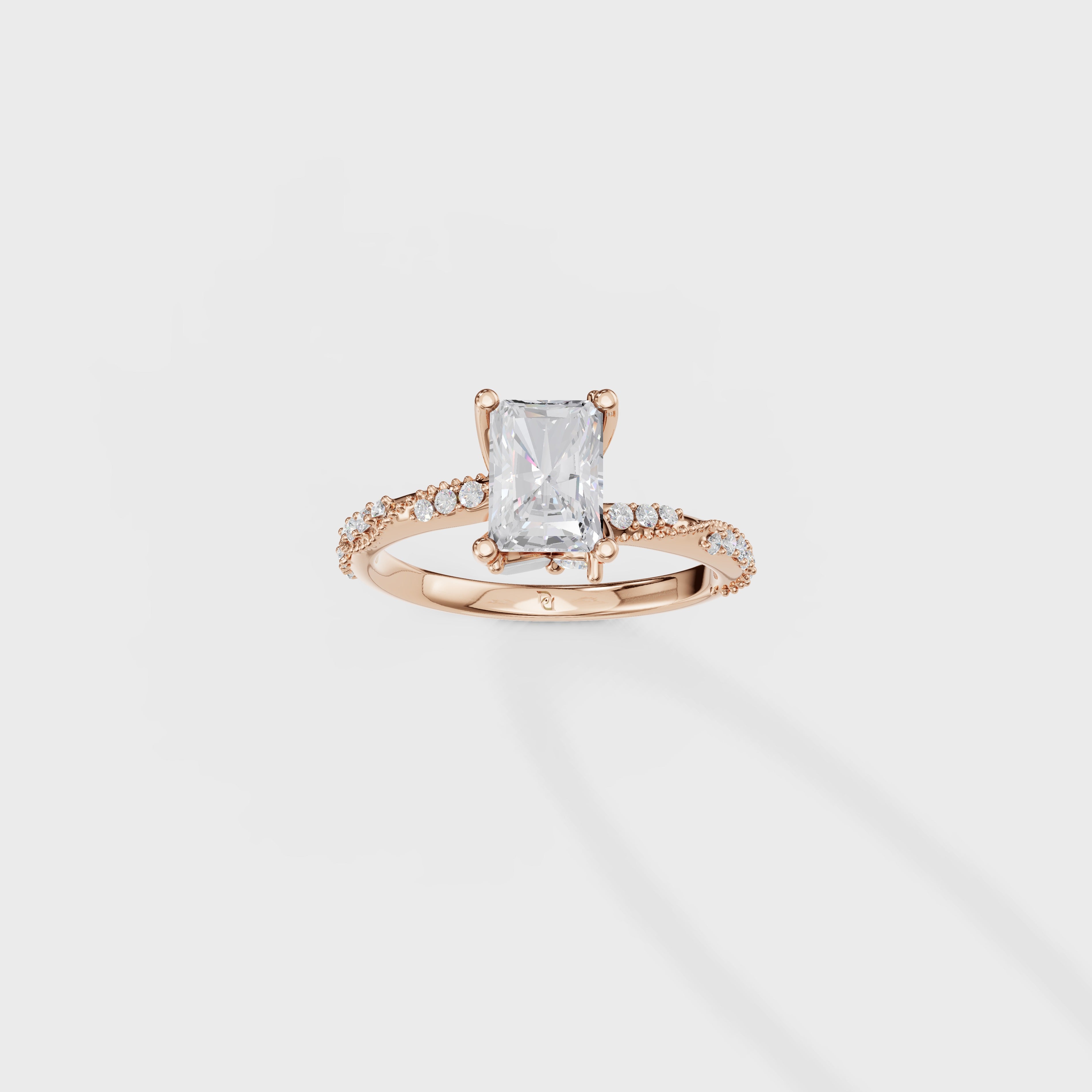 Elegant Radiant Cathedral Style Ring