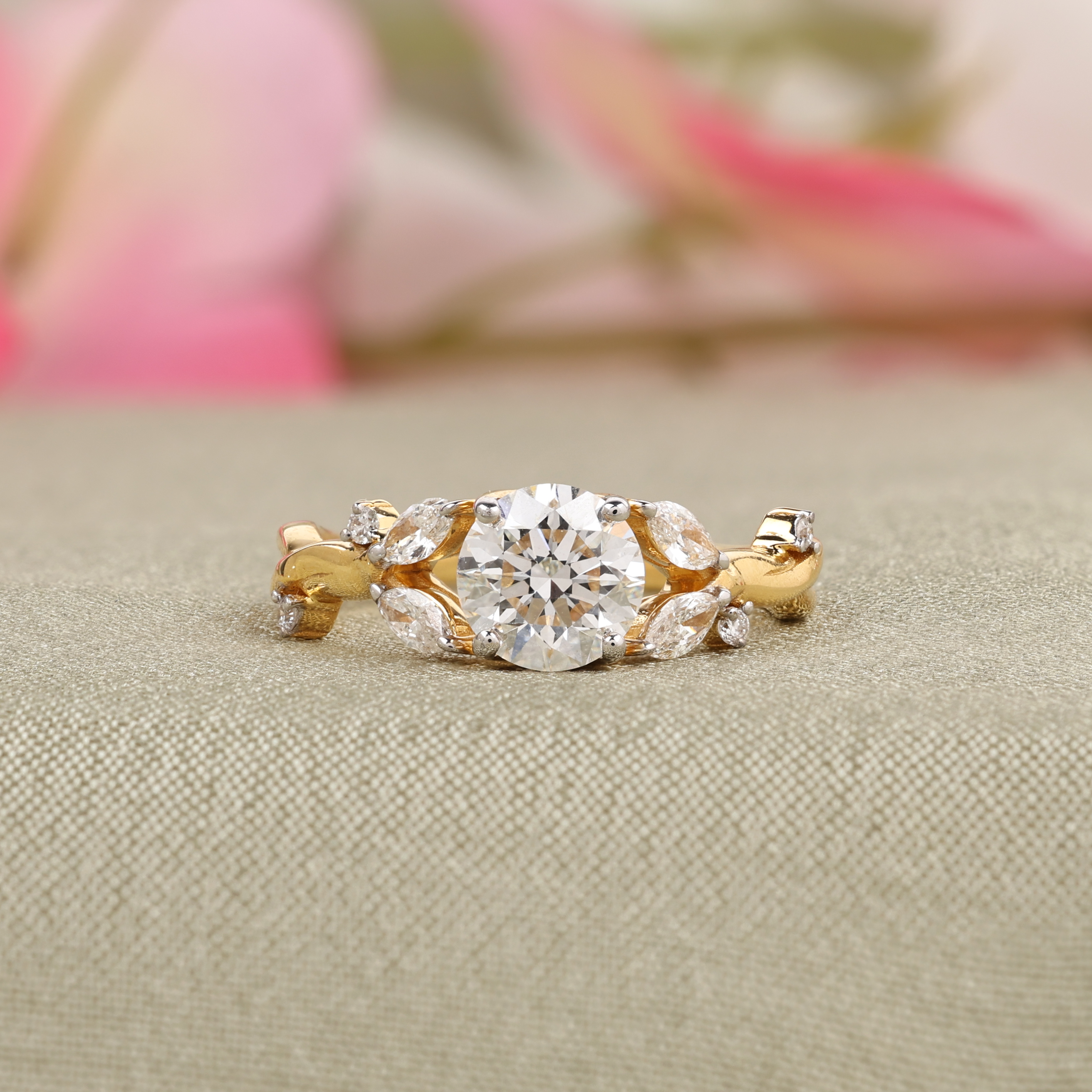 Celestia Round Marquise Engagement Ring