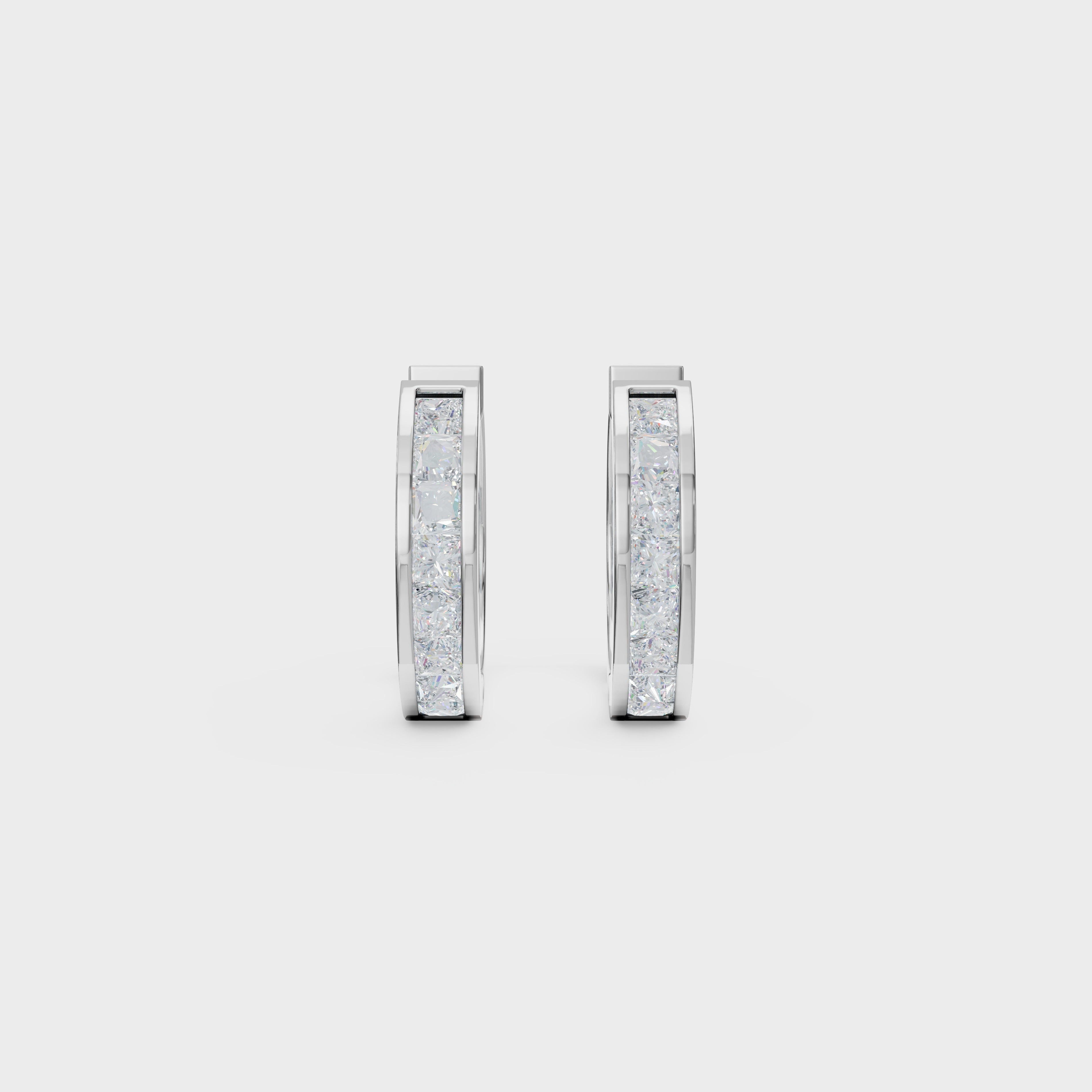 Princess Cut Diamond Hoops Men's Earring