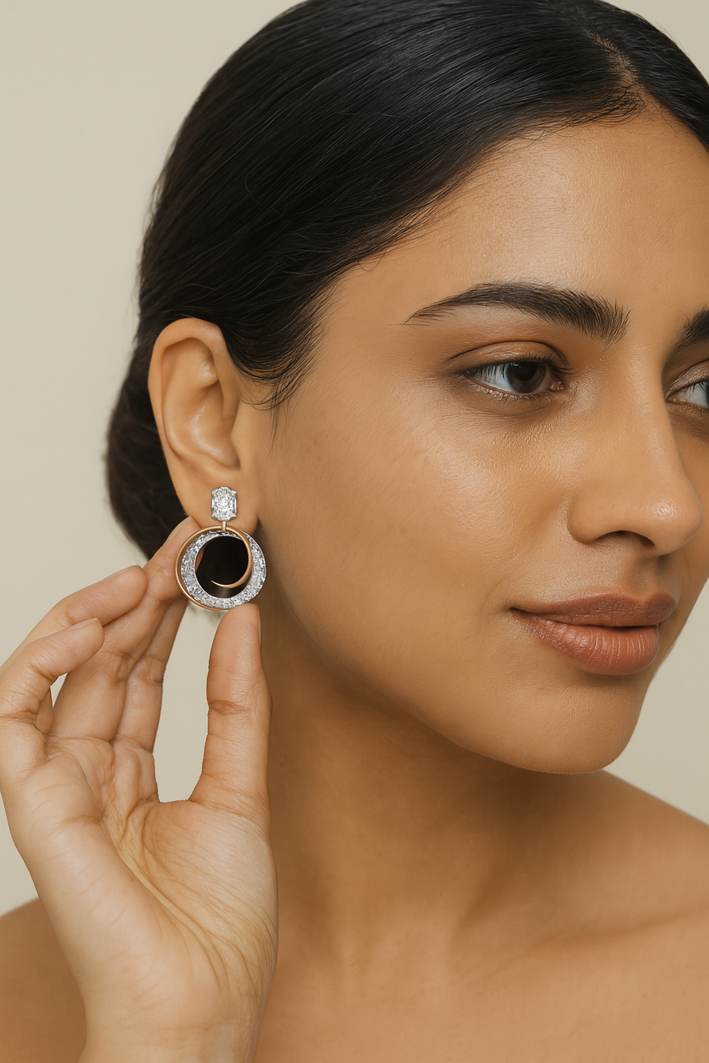 2 in One Oval cut stud & Earrings
