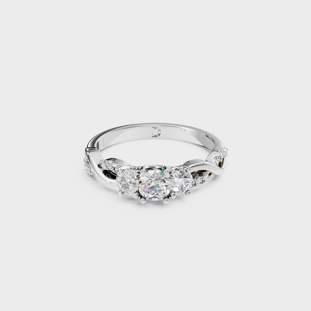 Petite Twisted Vine Three Stone Diamond Engagement Ring