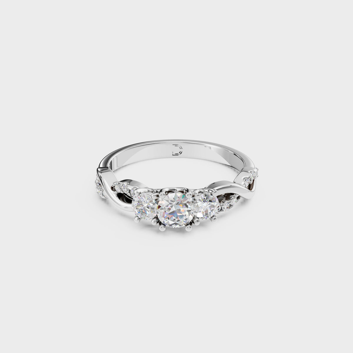 Three Stone Diamond Elegant Engagement Ring