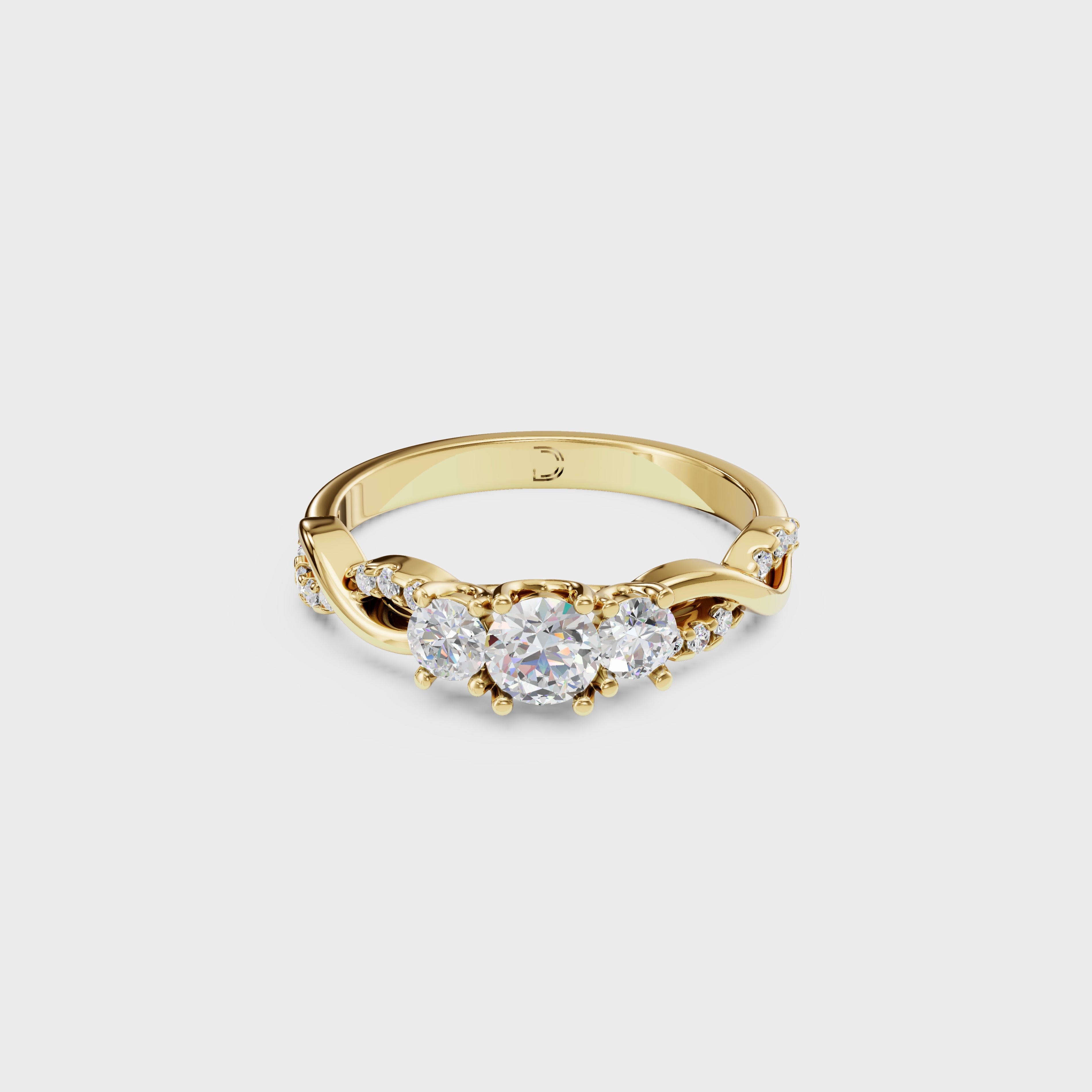 Petite Twisted Vine Three Stone Diamond Engagement Ring