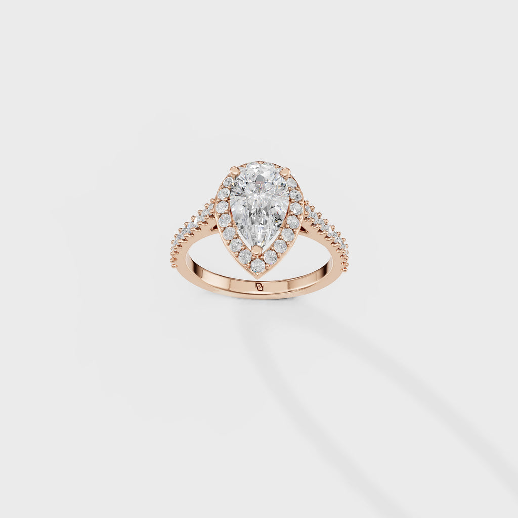 Blushing Halo Pear Diamond Ring