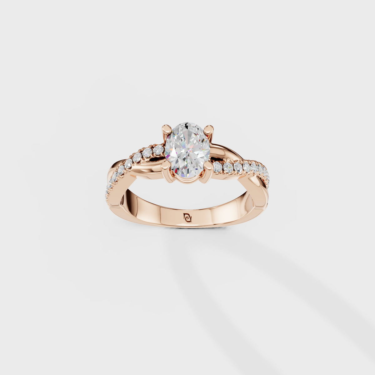 0.75ct Oval Cut Round Twisted Shank Ring