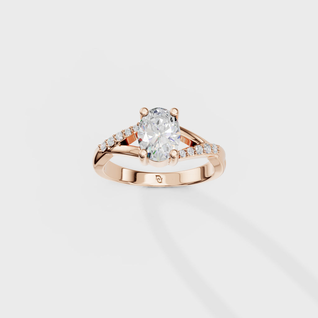 Cathedral Oval Cut Engagement Ring