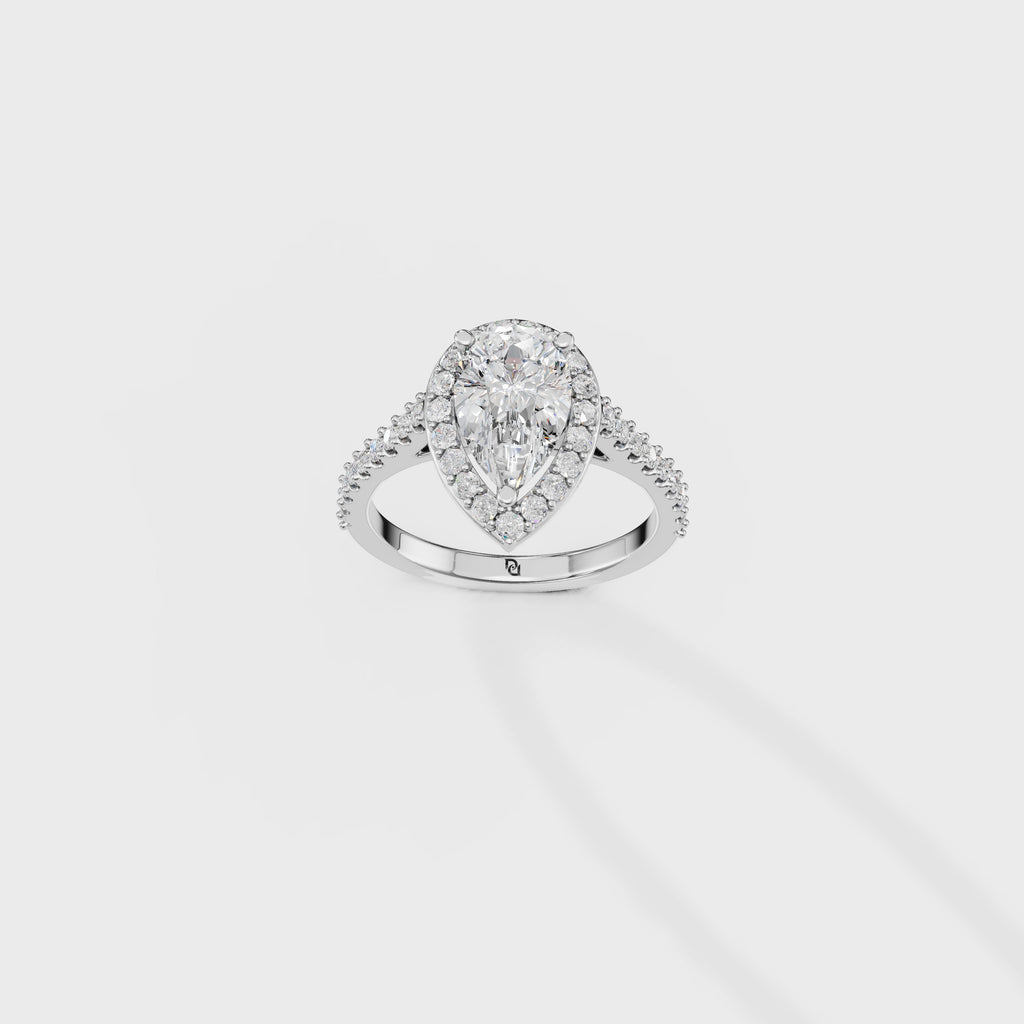 Blushing Halo Pear Diamond Ring