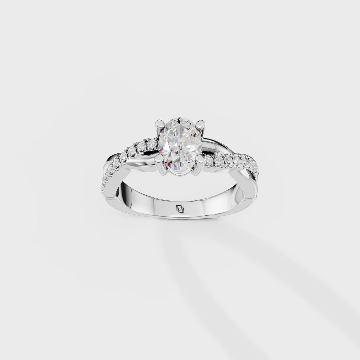 0.75ct Oval Cut Round Twisted Shank Ring