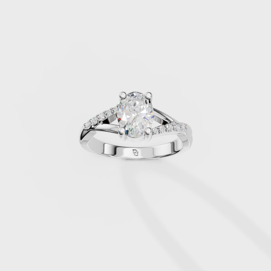 Cathedral Oval Cut Engagement Ring