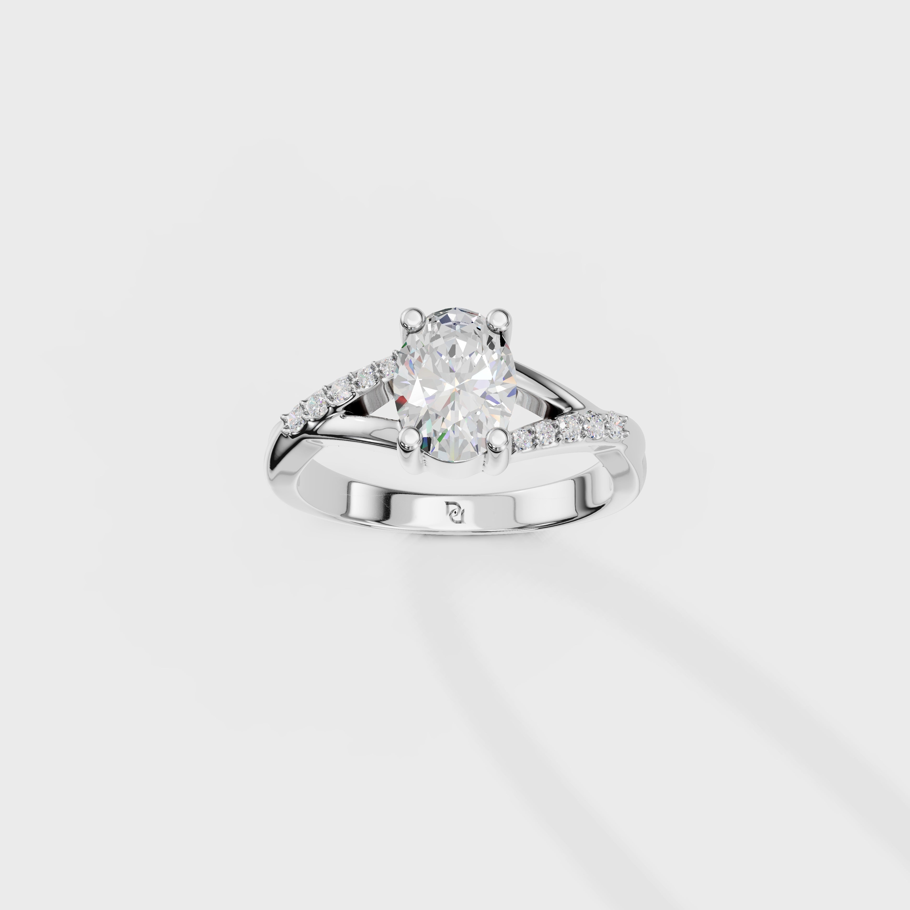Cathedral Oval Cut Engagement Ring