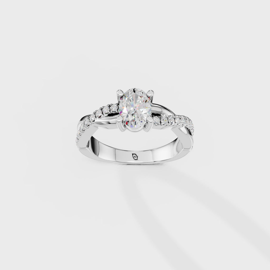 0.75ct Oval Cut Round Twisted Shank Ring
