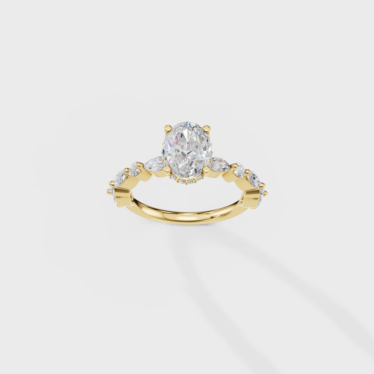 0.75ct Oval Diamond Engagement Ring with Marquise Accents