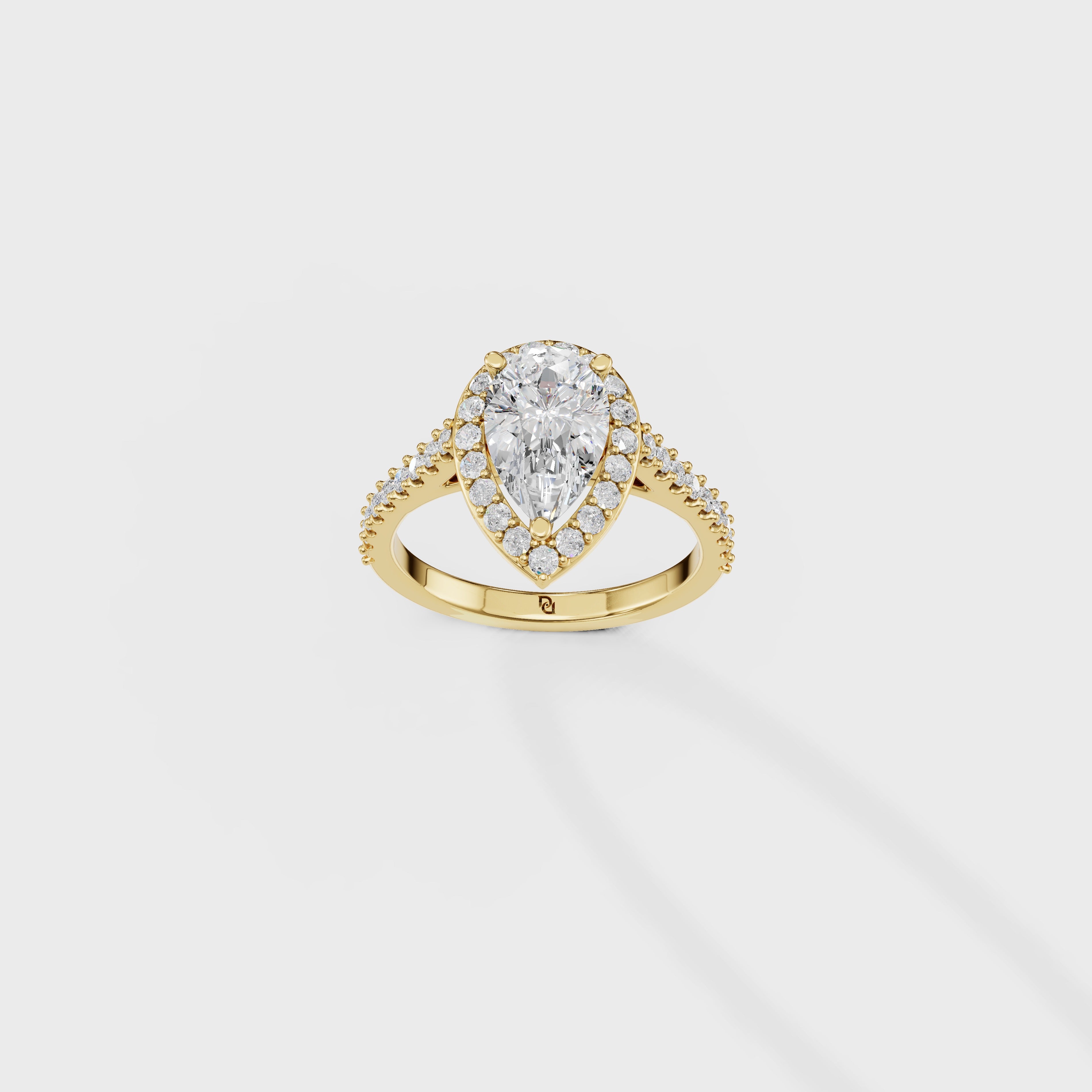 Blushing Halo Pear Diamond Ring