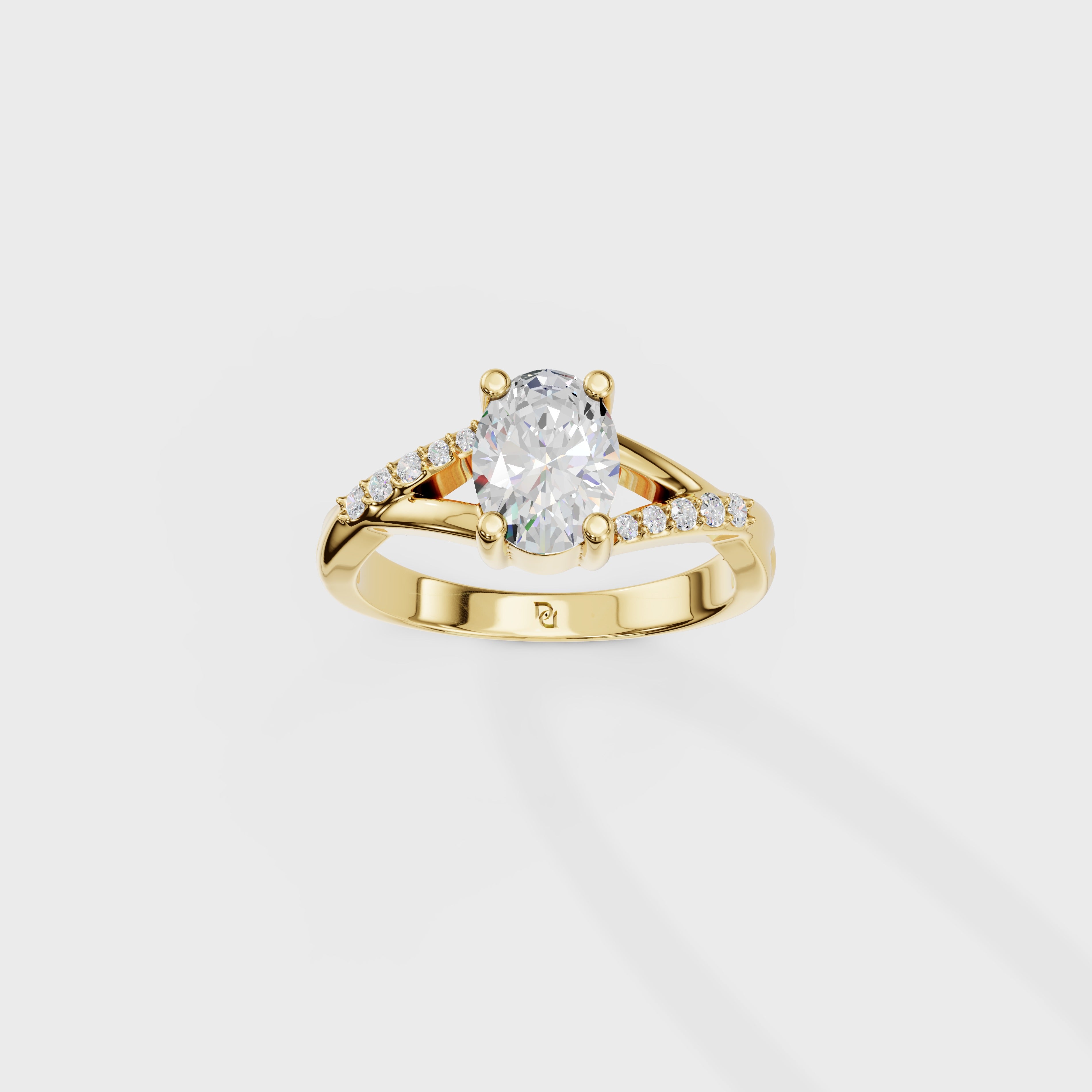 Cathedral Oval Cut Engagement Ring