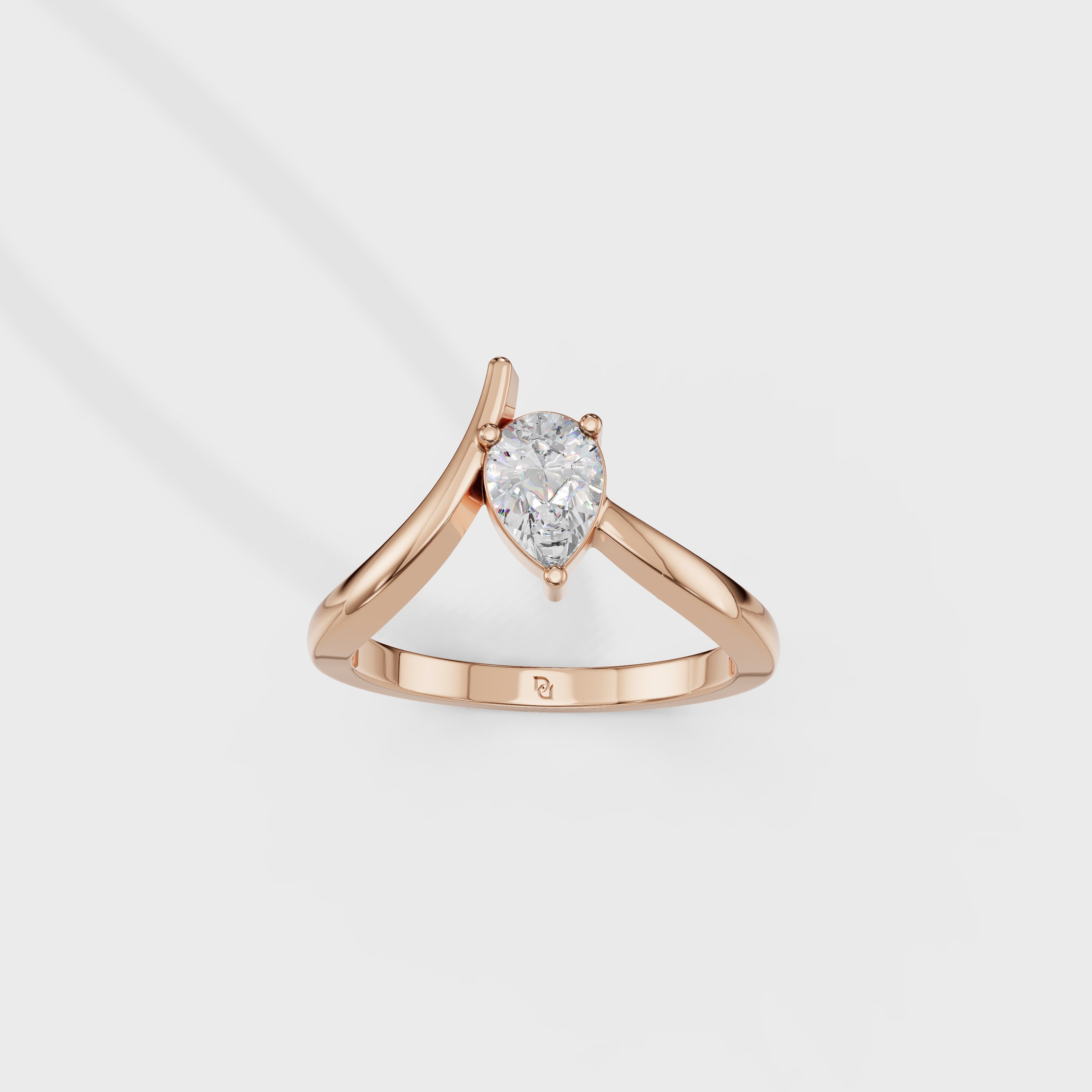 Pear Diamond V-Setting Solitaire Ring