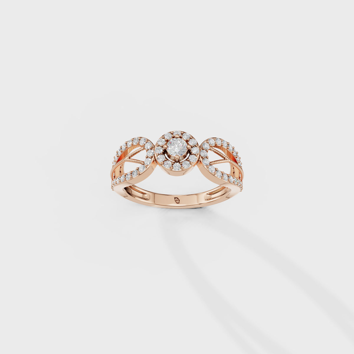 0.45ct Round cut Art Deco Bloom Engagement Ring