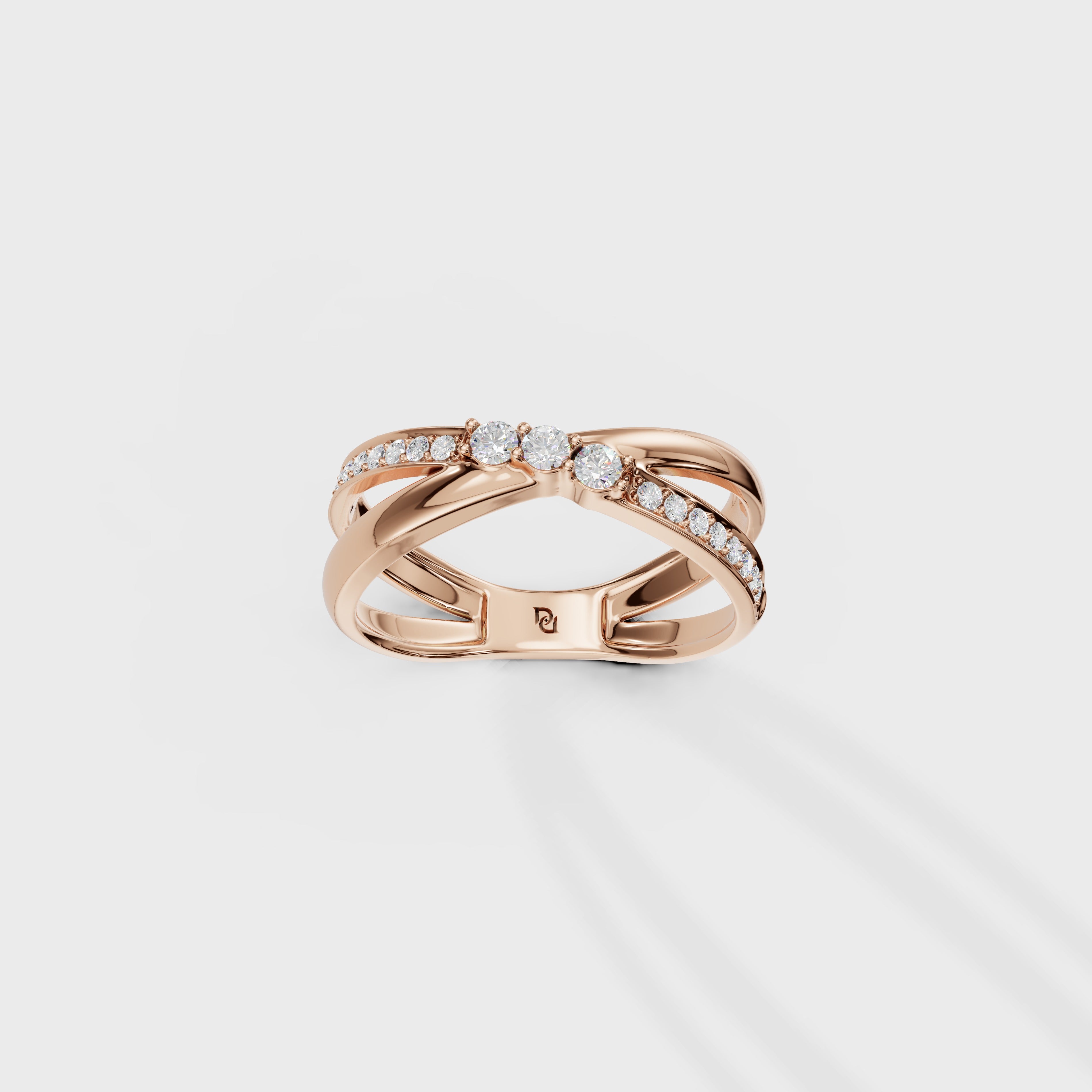 Dual Band Diamond Rose Gold Ring