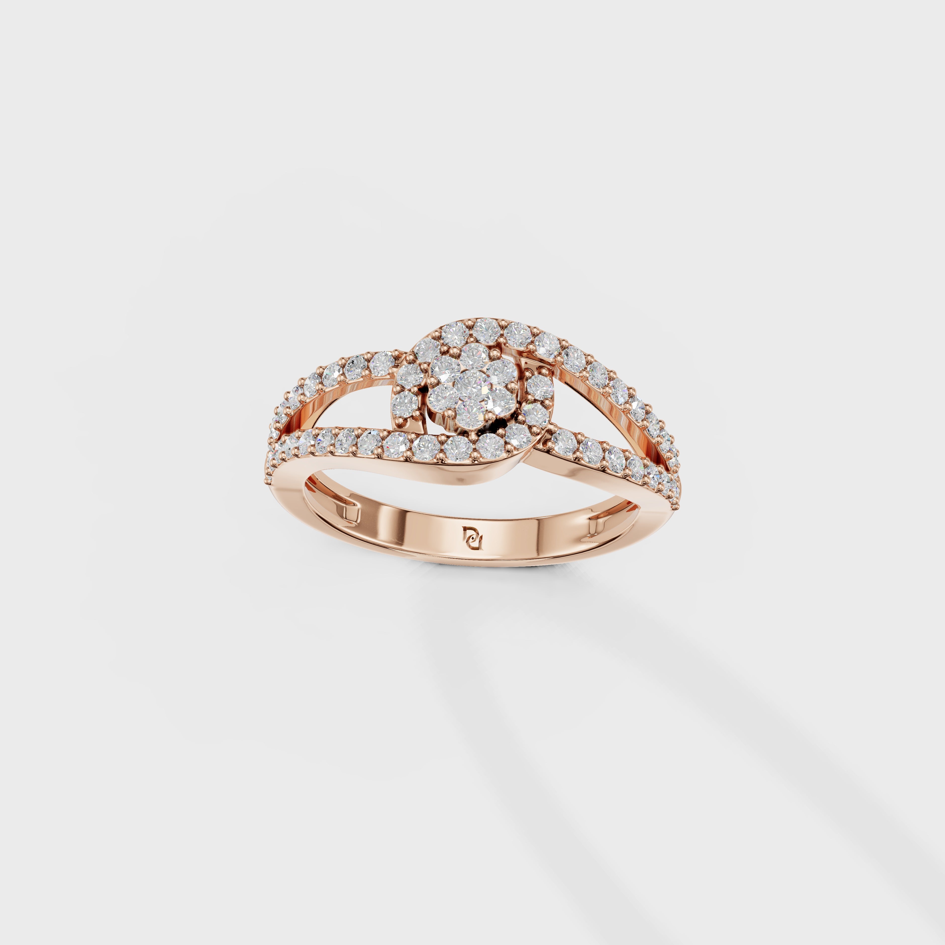 Sparkling Diamond Cluster Ring with Accented Shank
