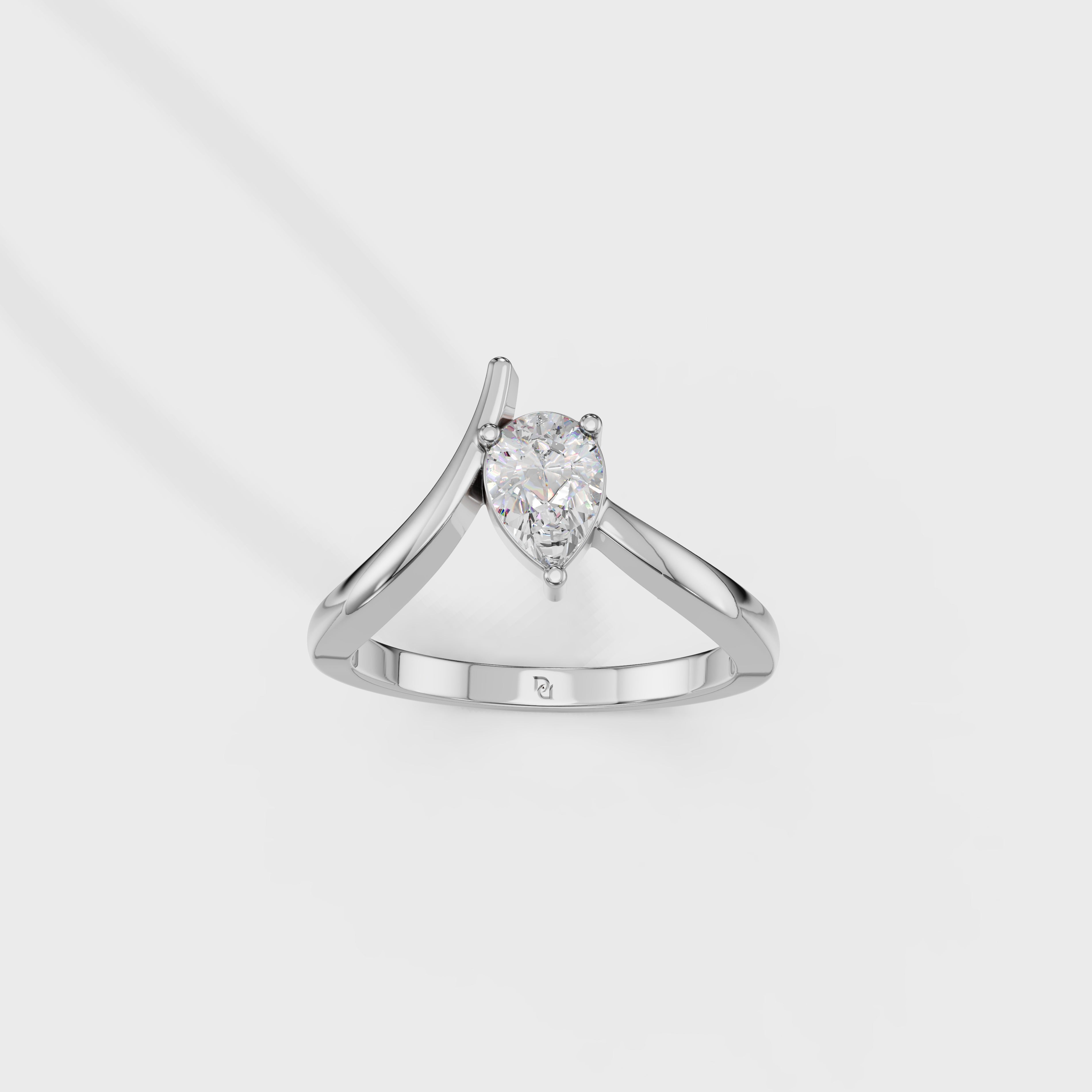 Pear Diamond V-Setting Solitaire Ring