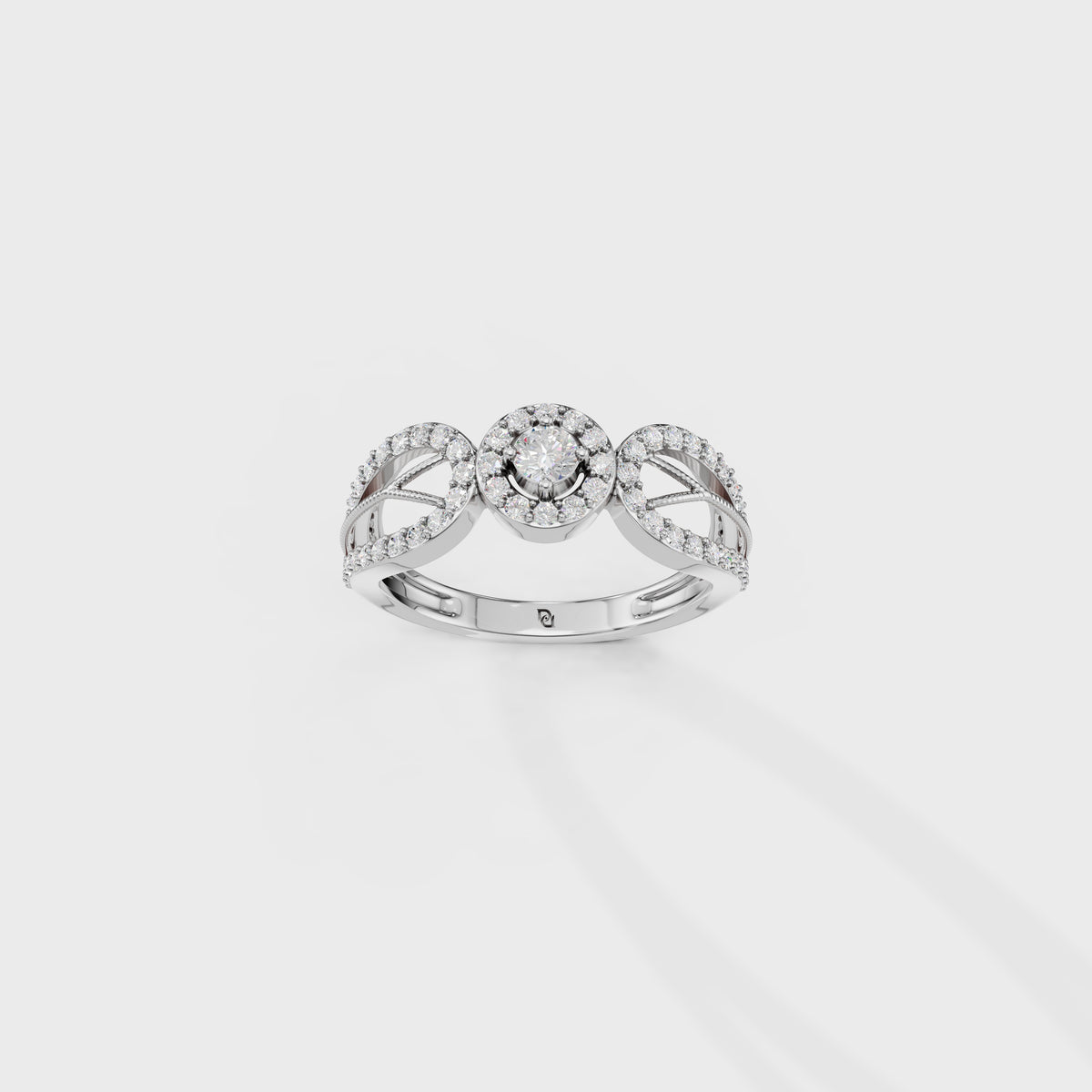 0.45ct Round cut Art Deco Bloom Engagement Ring
