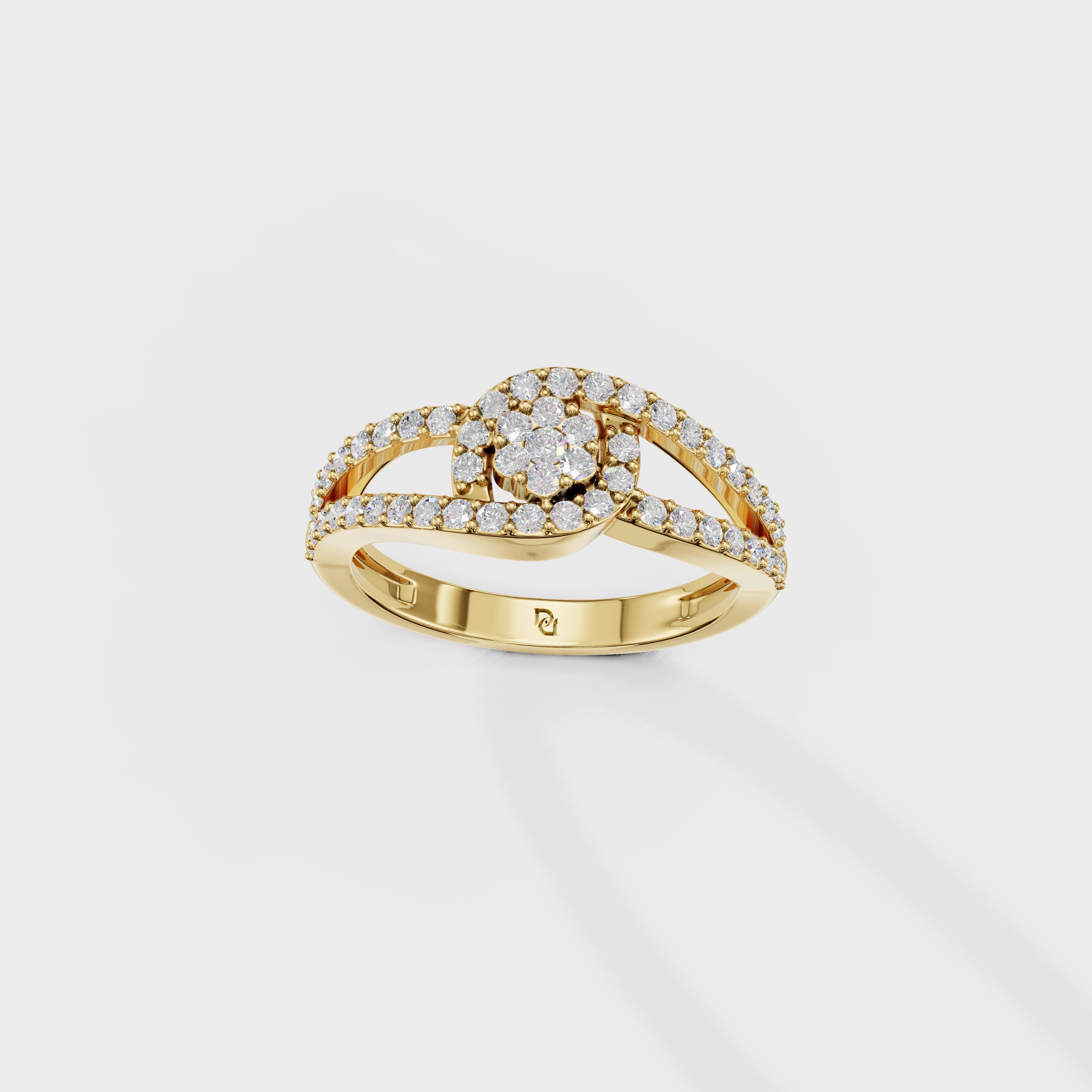Sparkling Diamond Cluster Ring with Accented Shank