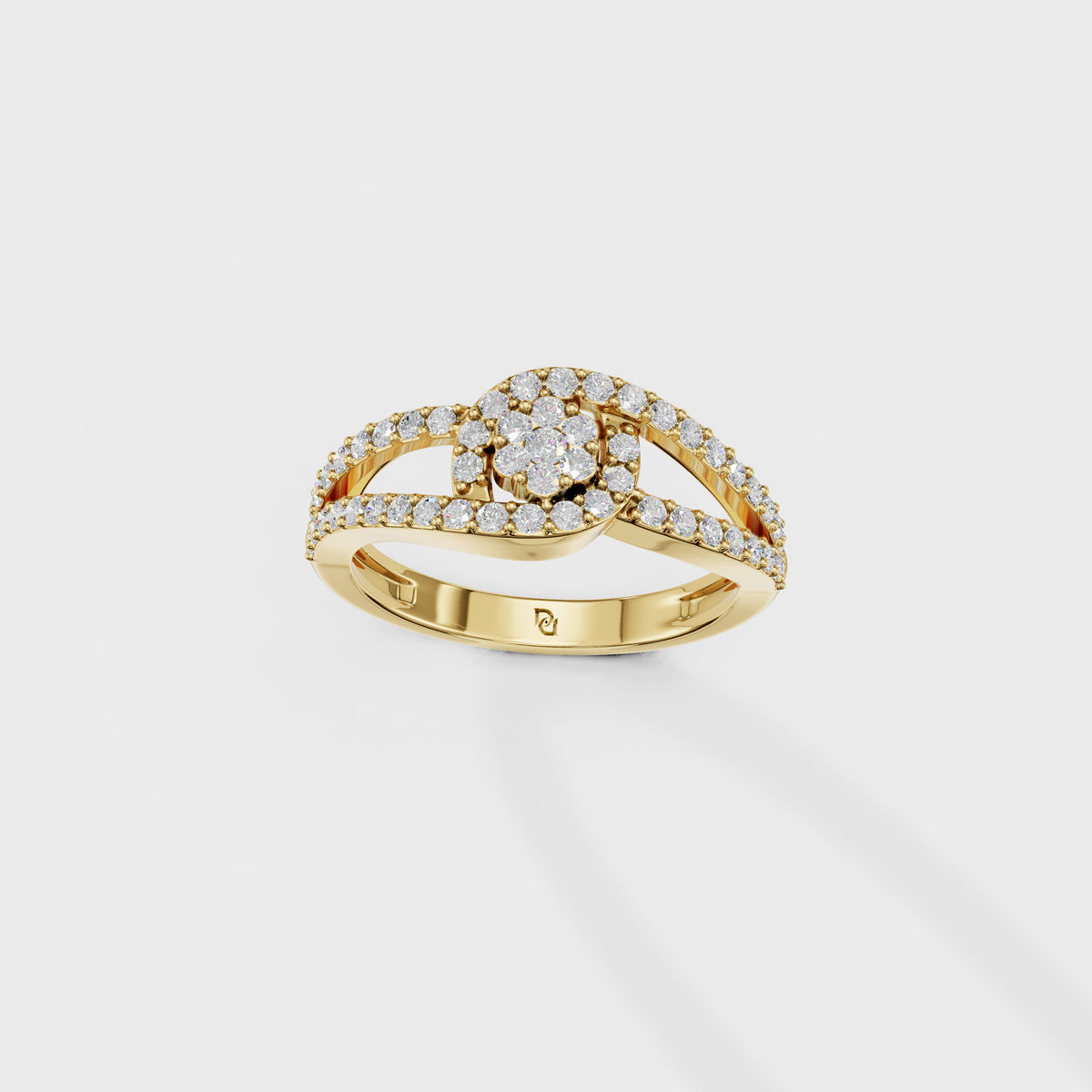 Sparkling Diamond Cluster Ring with Accented Shank