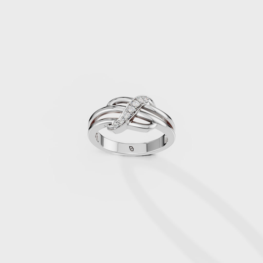 Diamond Interlocking Ribbons Ring