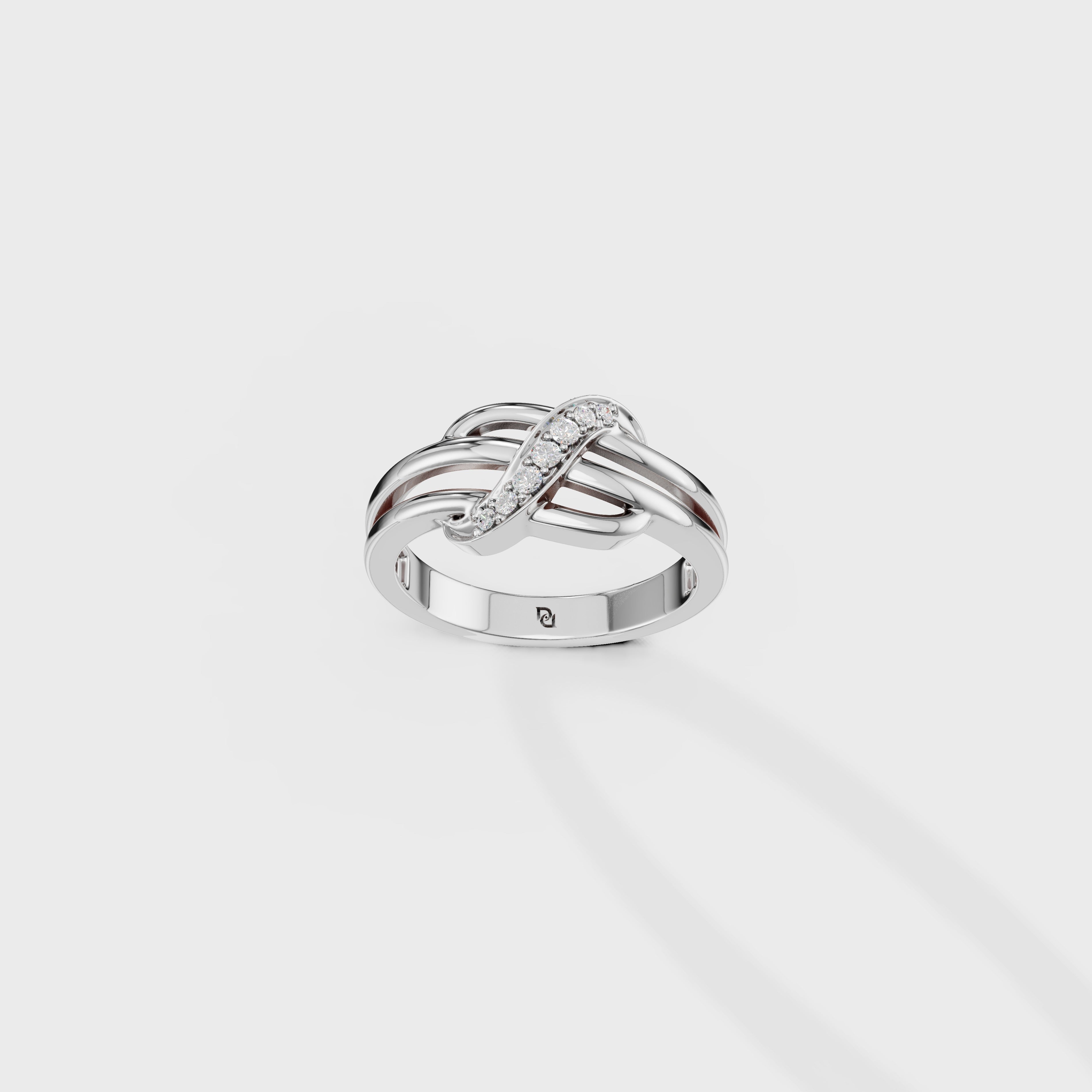 Diamond Interlocking Ribbons Ring