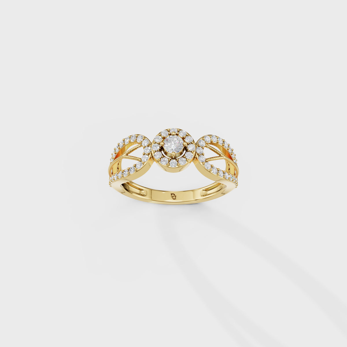 0.45ct Round cut Art Deco Bloom Engagement Ring