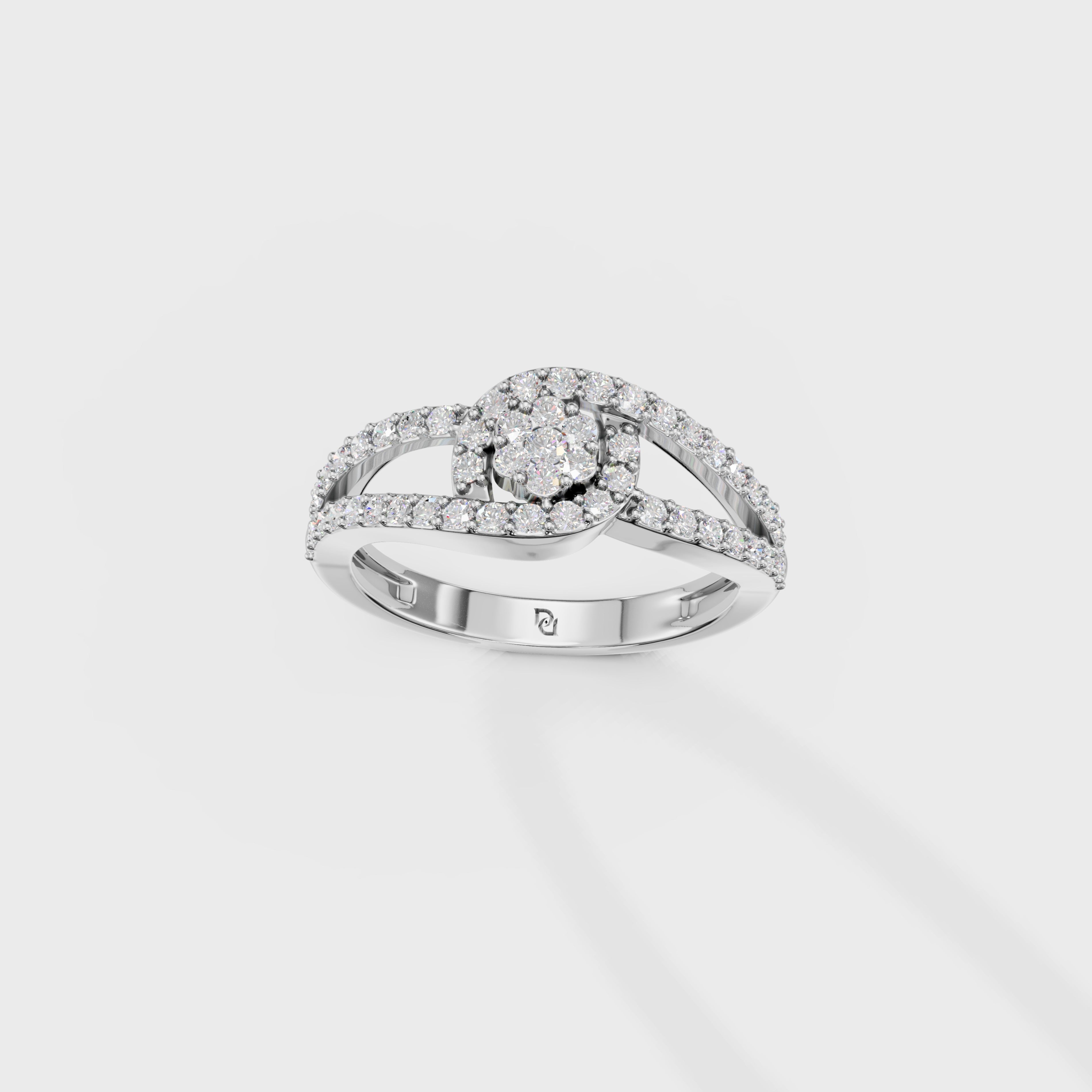 Sparkling Diamond Cluster Ring with Accented Shank