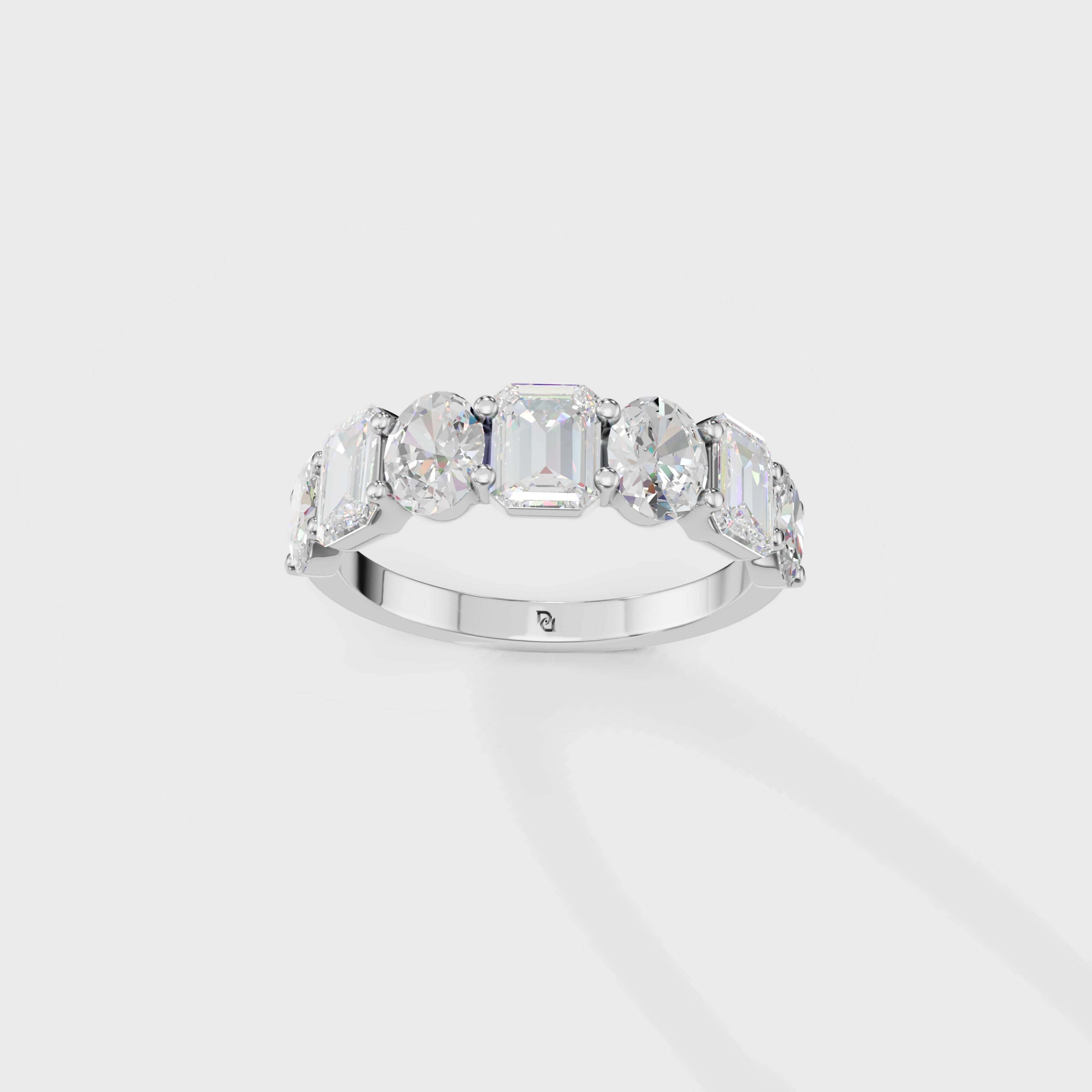 Oval And Emerald Cut Duo Ring