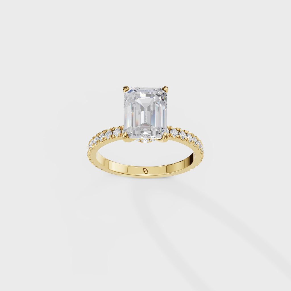 Emerald Cut Engagement Ring with Pavé Band