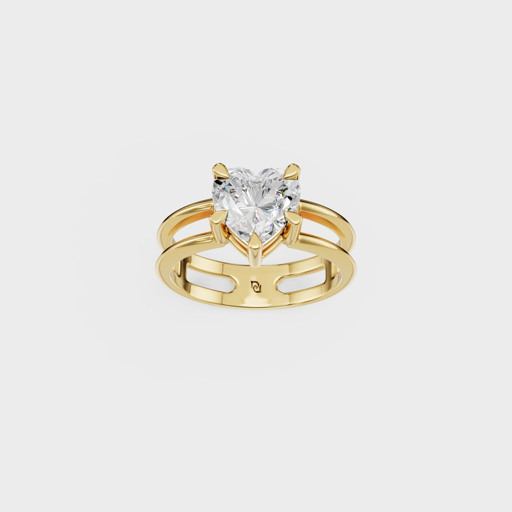 Double Row Heart Cut Diamond Ring