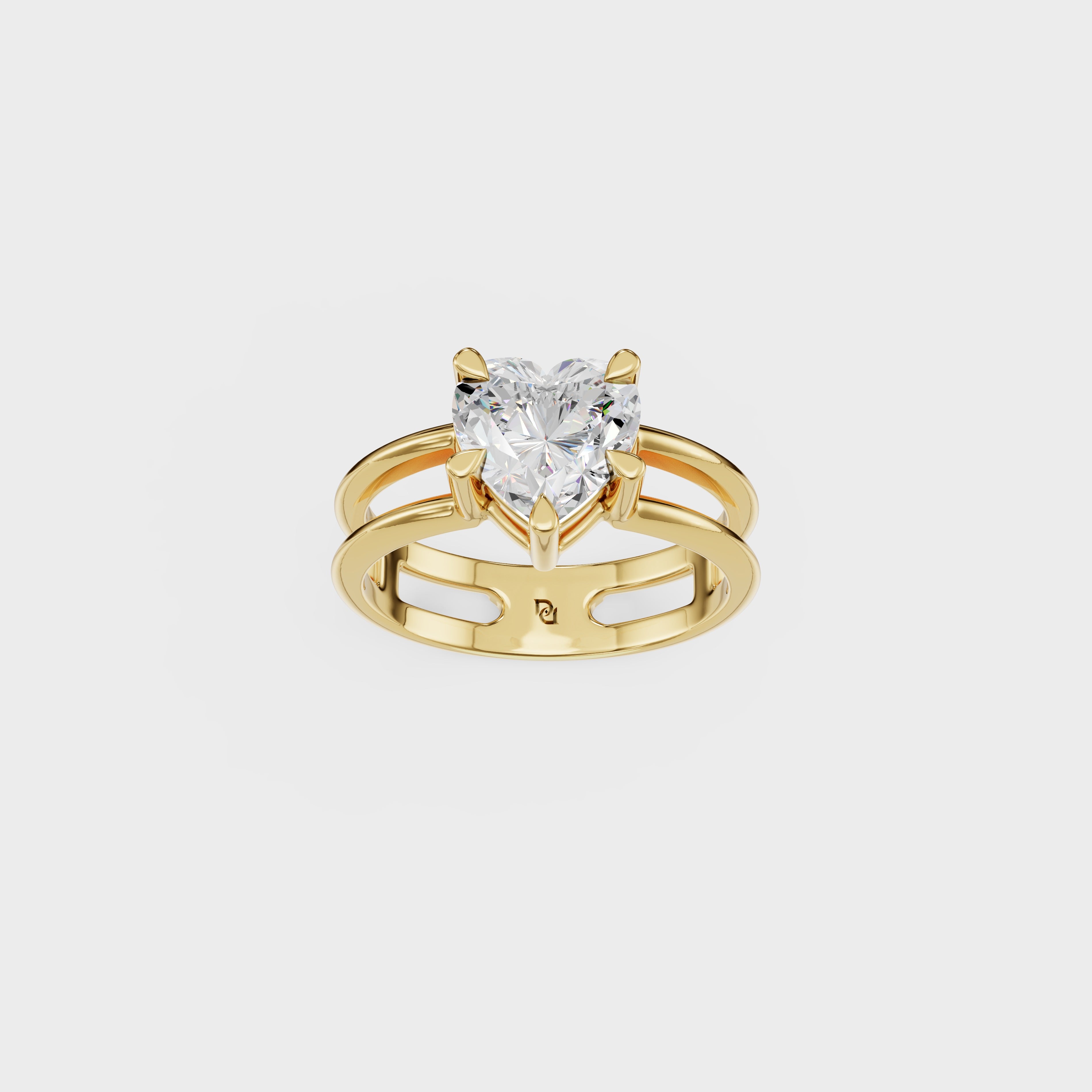 Double Row Heart Cut Diamond Ring