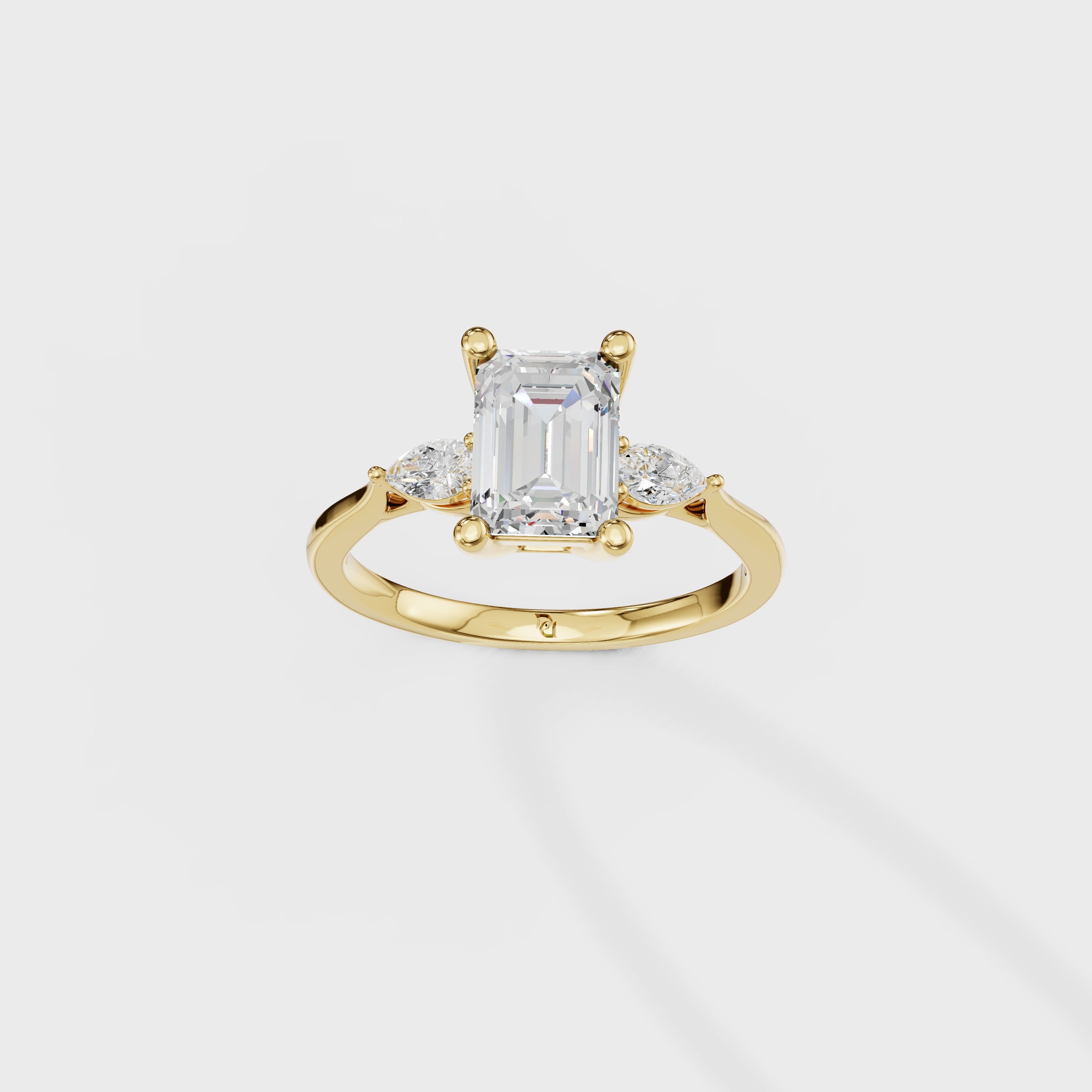 1.31ct Vintage Style Emerald & Pear Diamond Ring