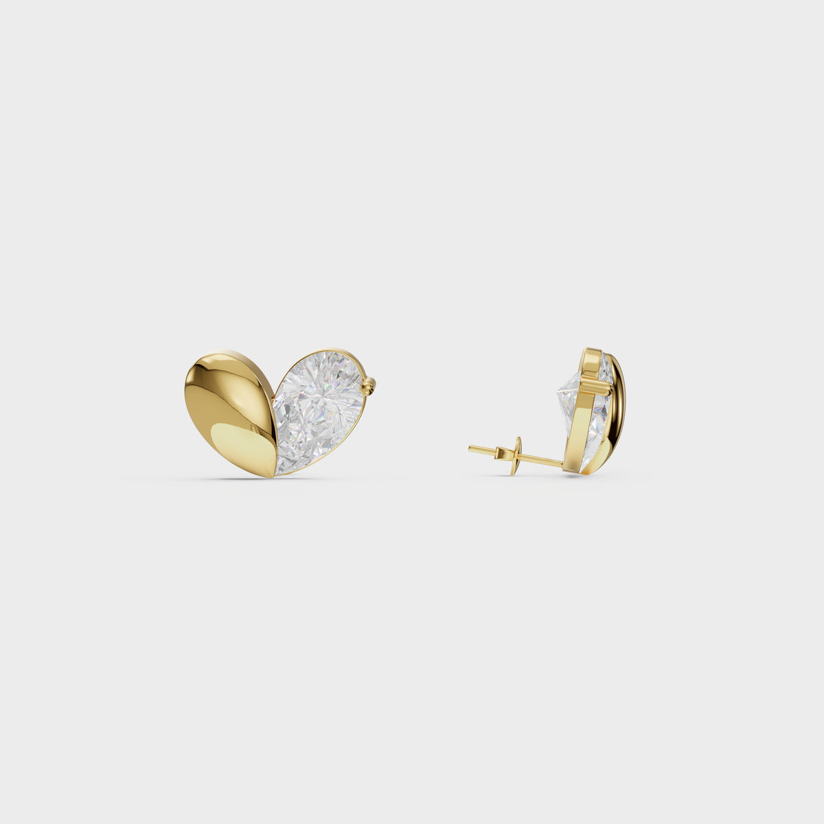 Heart Shaped Diamond Stud Earrings