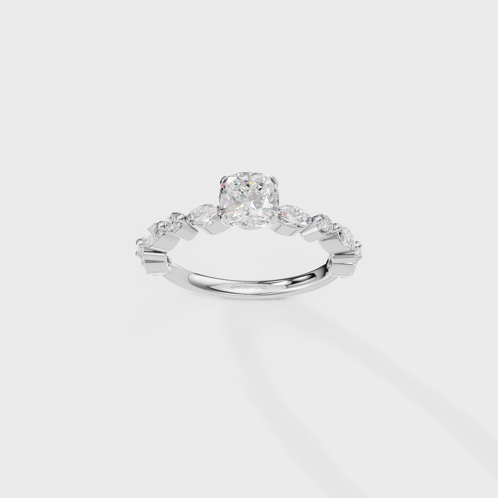 0.85ct Royal Cushion Cut Cascade Ring