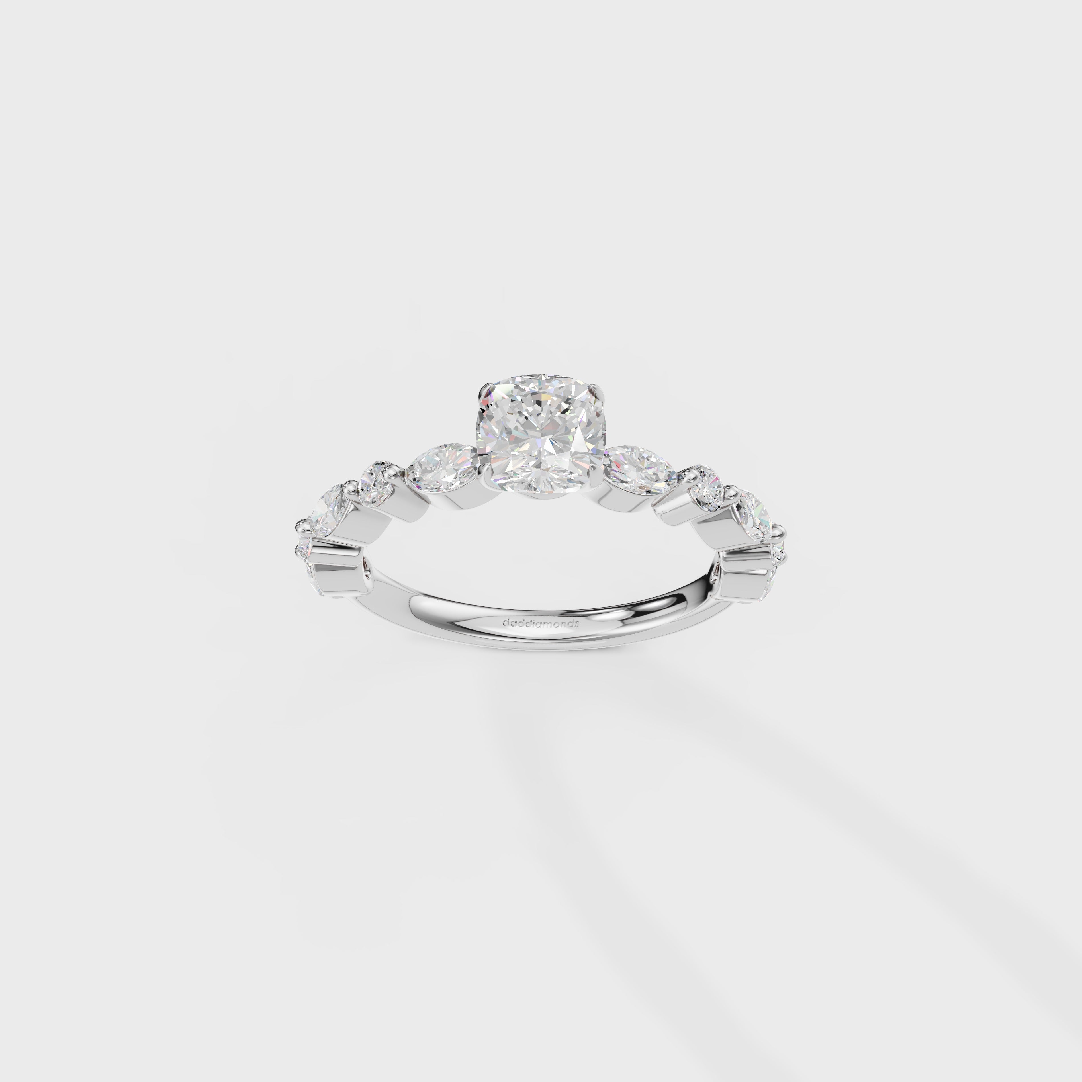 0.85ct Royal Cushion Cut Cascade Ring