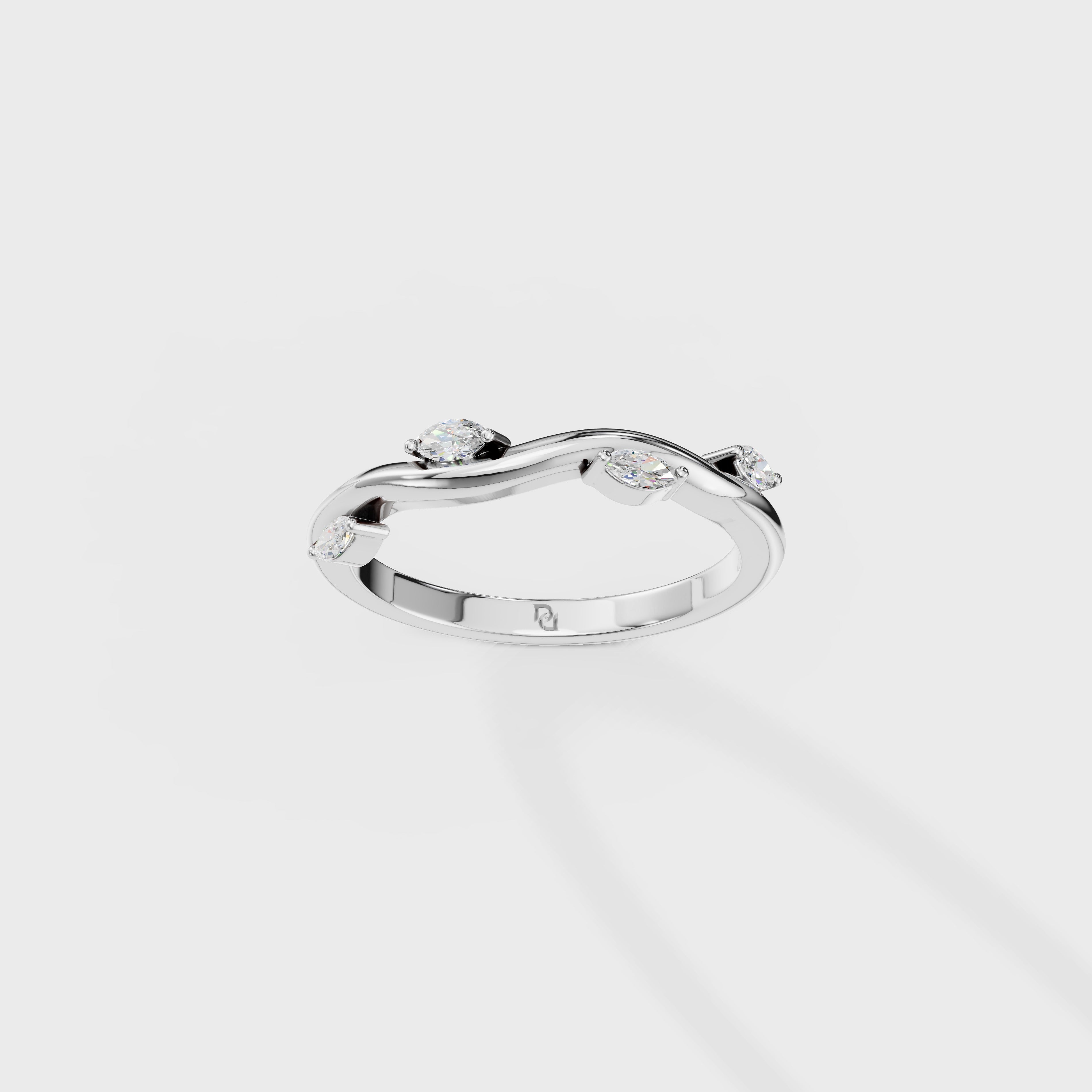 Wave Theme Marquise Diamond Ring