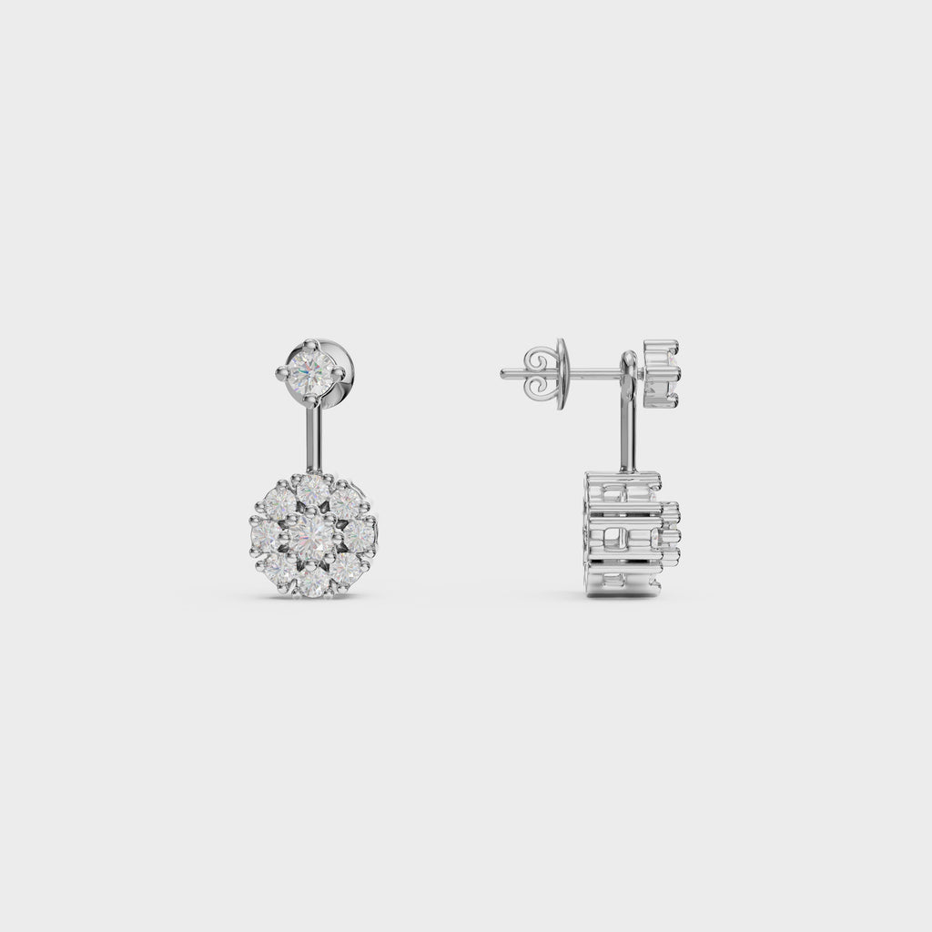 Round Cut Petal Cluster Stud Earrings