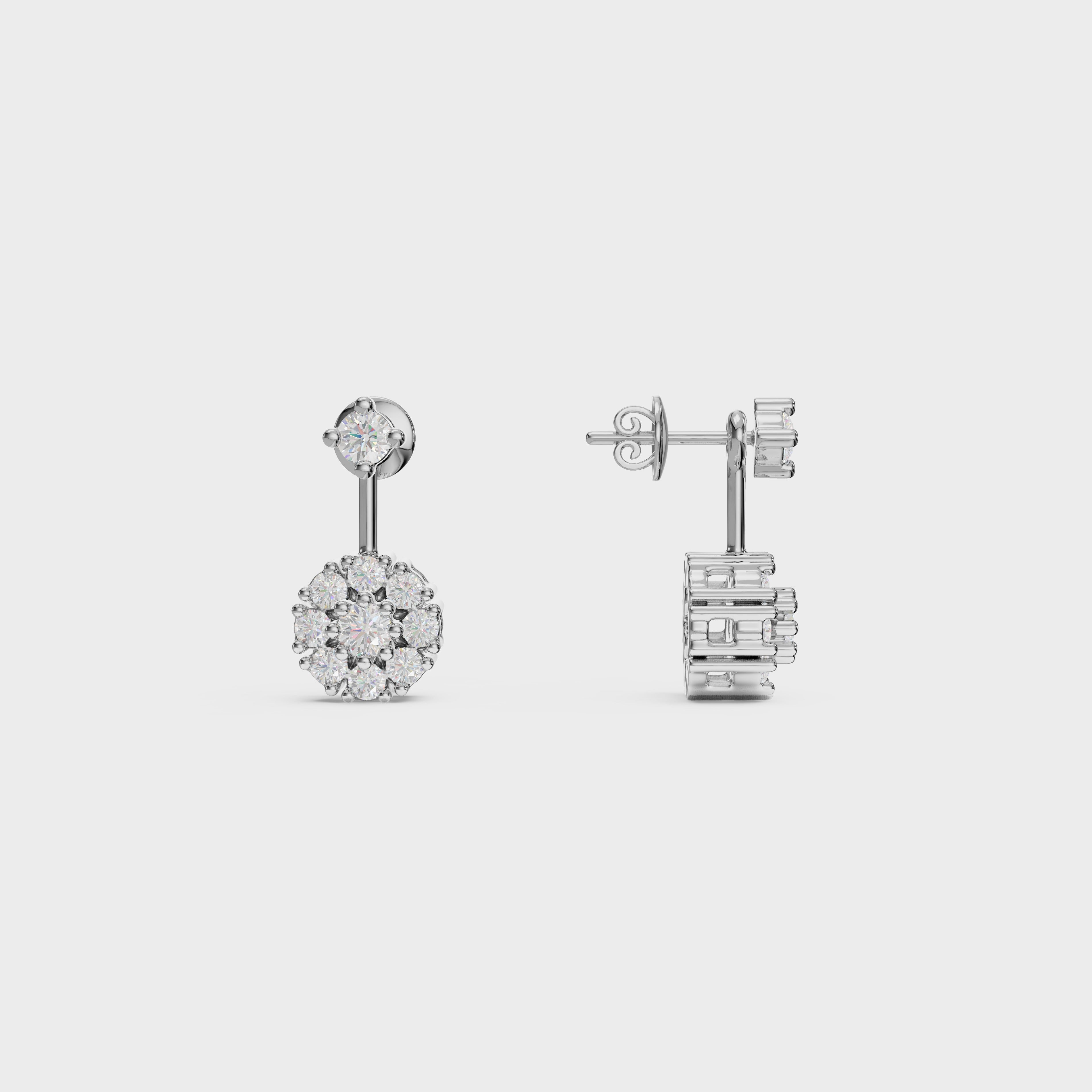 Round Cut Petal Cluster Stud Earrings