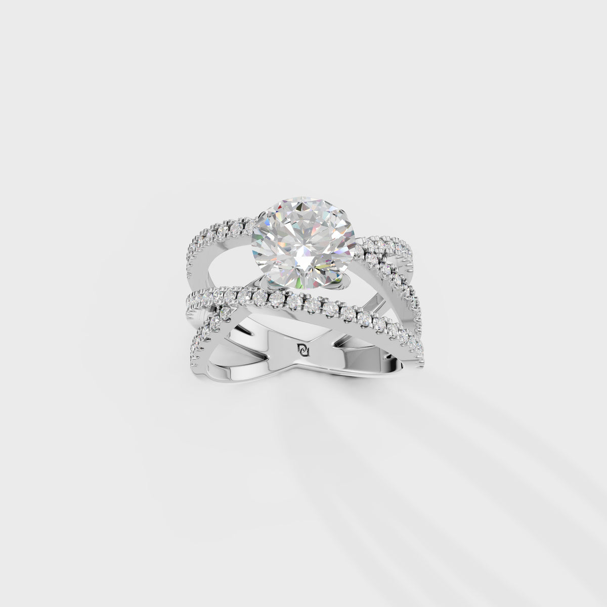 2ct Round Criss Cross Engagement Ring