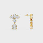 Pear & Round Diamond Drop Cluster Earrings