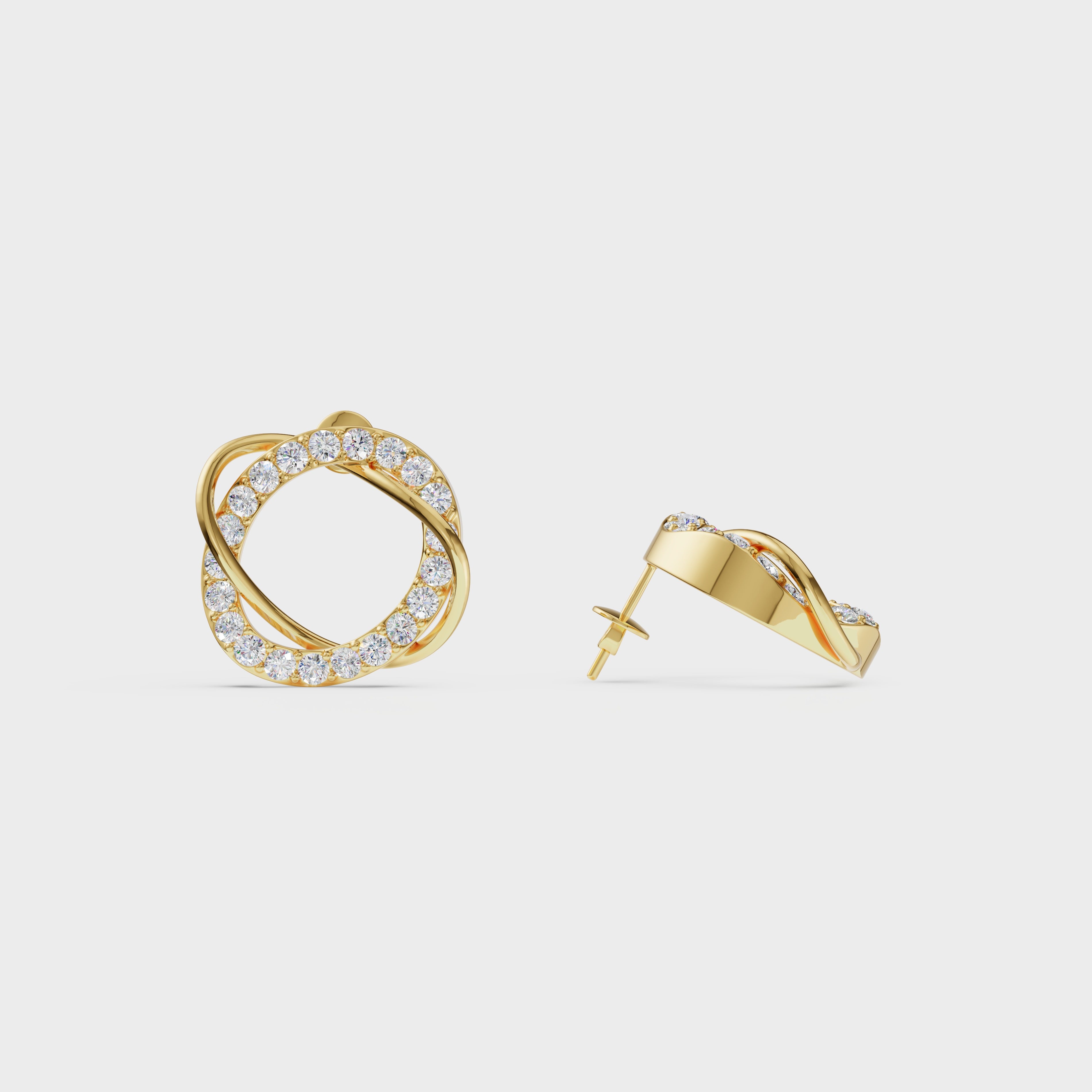 Pave Diamond Knot Stud Earrings