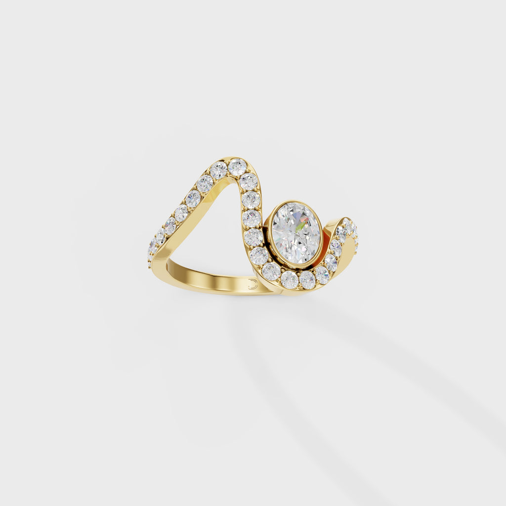 Diamond Bezel Wave Bypass Ring