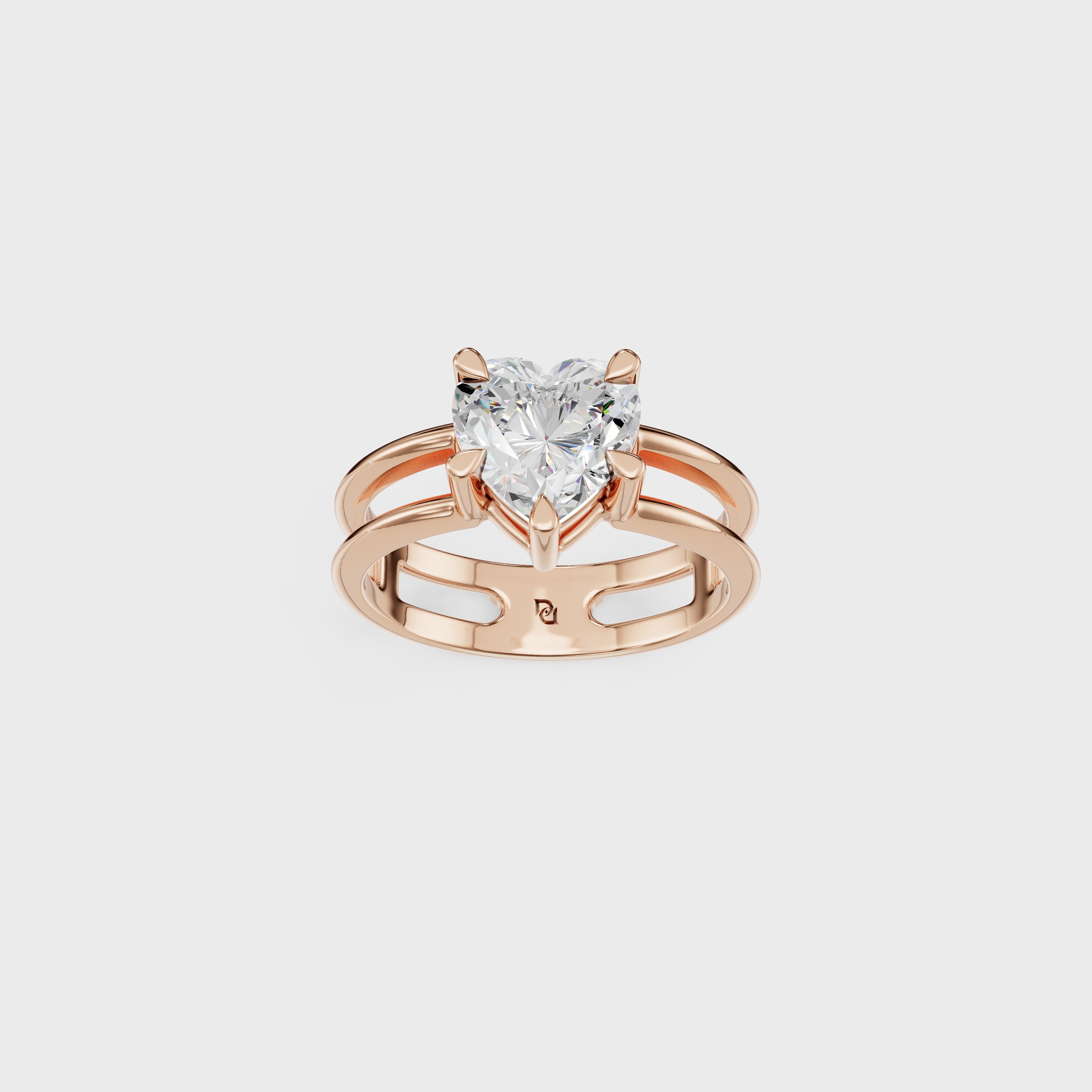 Double Row Heart Cut Diamond Ring