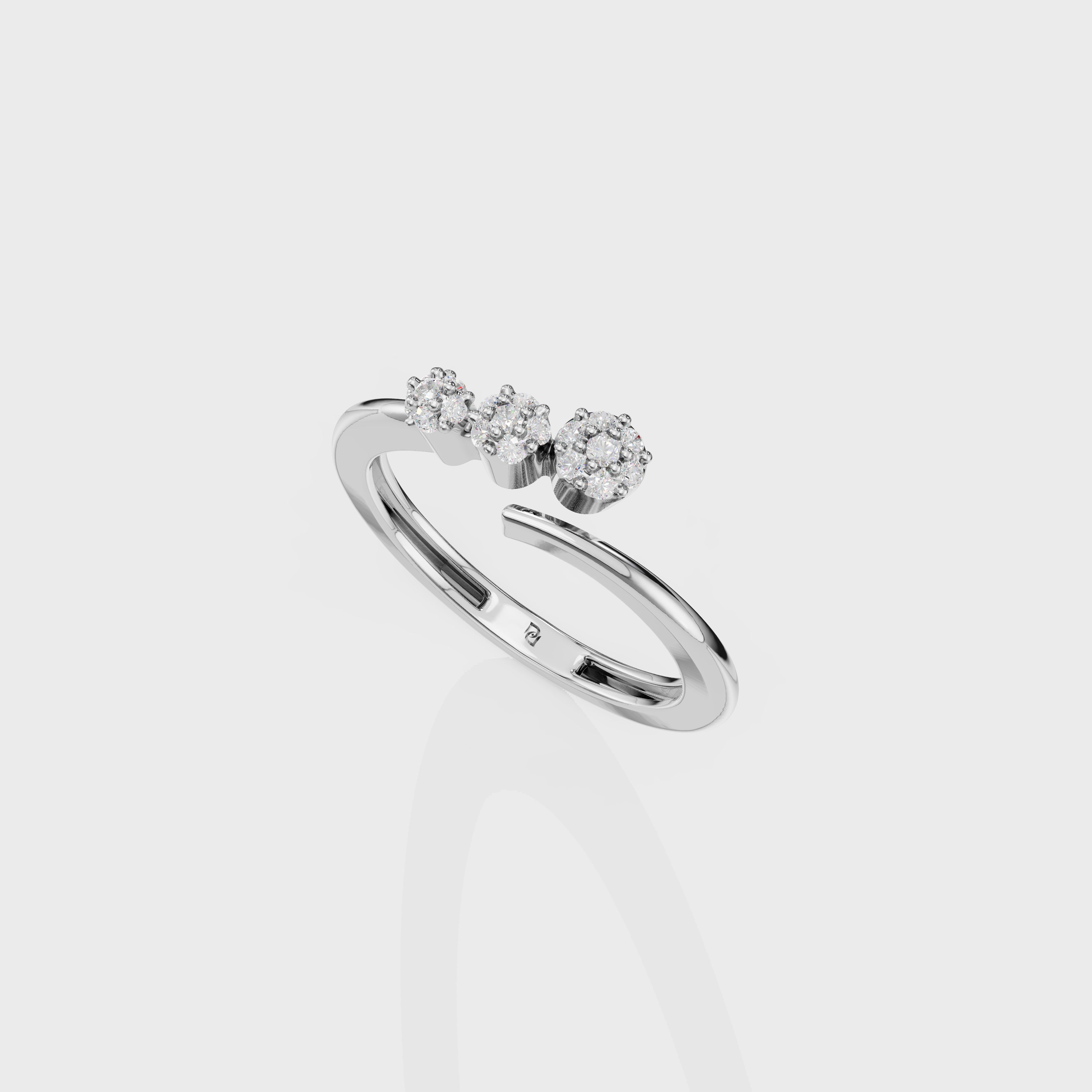 Modern Diamond Cluster Open Ring