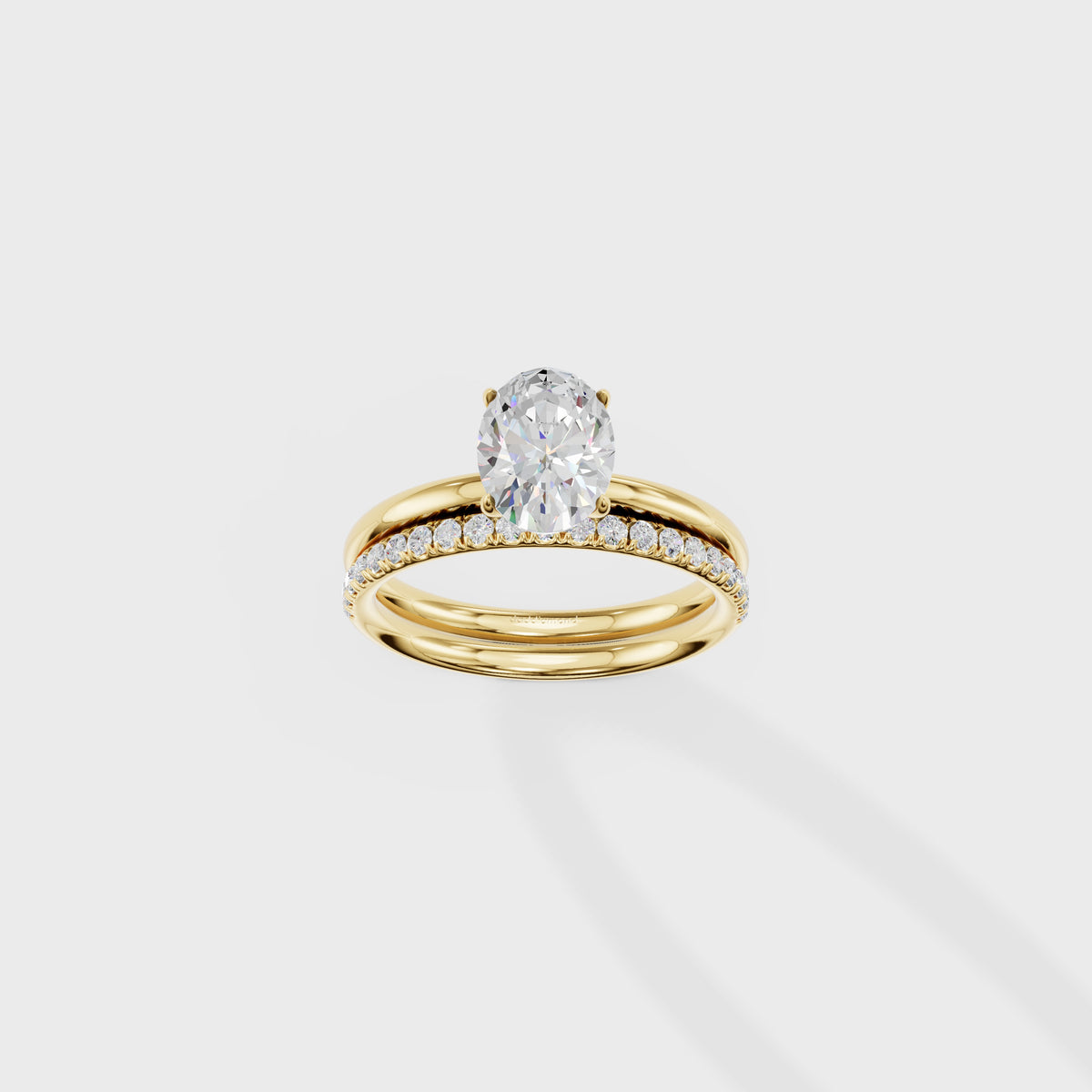 1.20ct Oval Solitaire Diamond Bridal Set With Pave Band