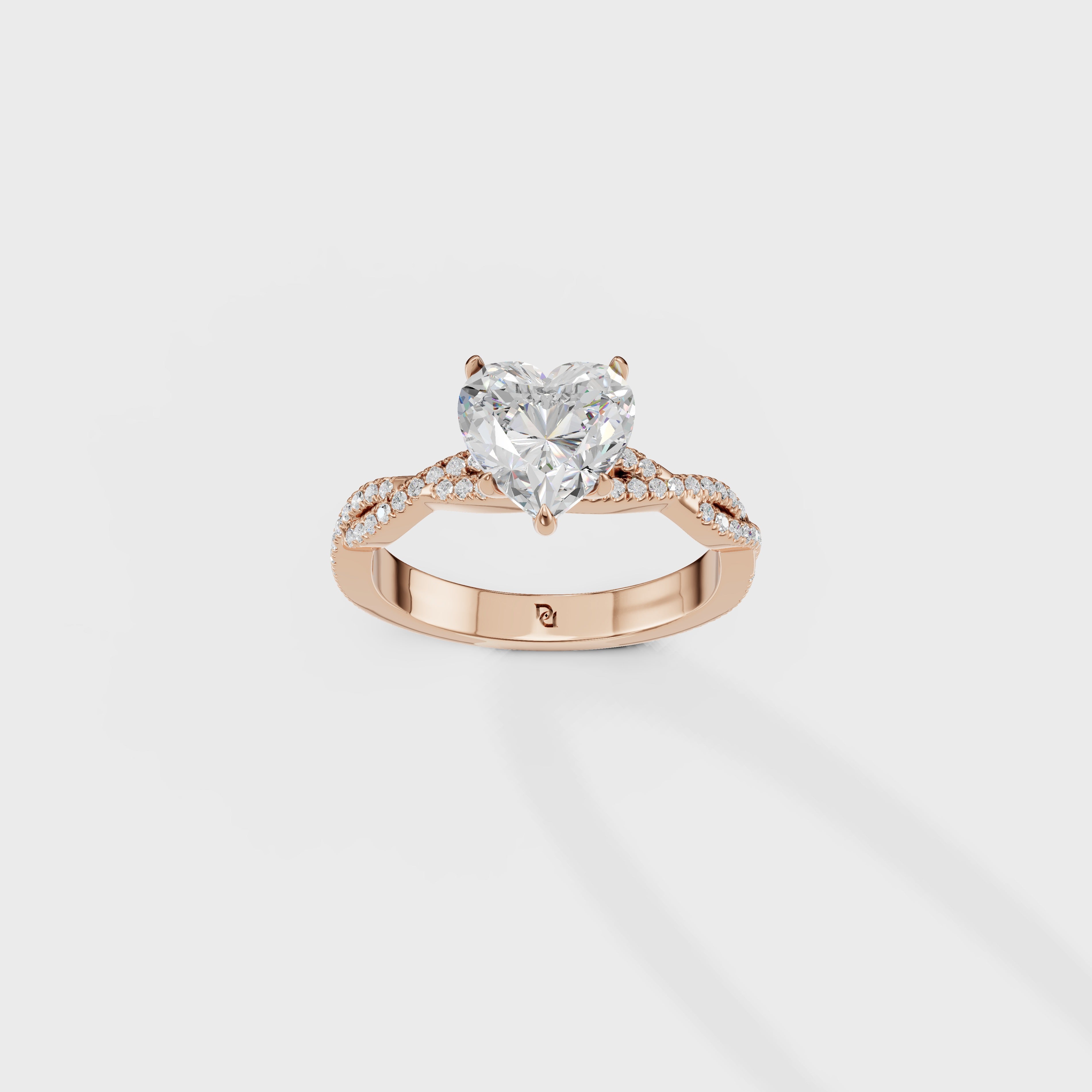 Hidden Halo Petite Heart Engagement Ring