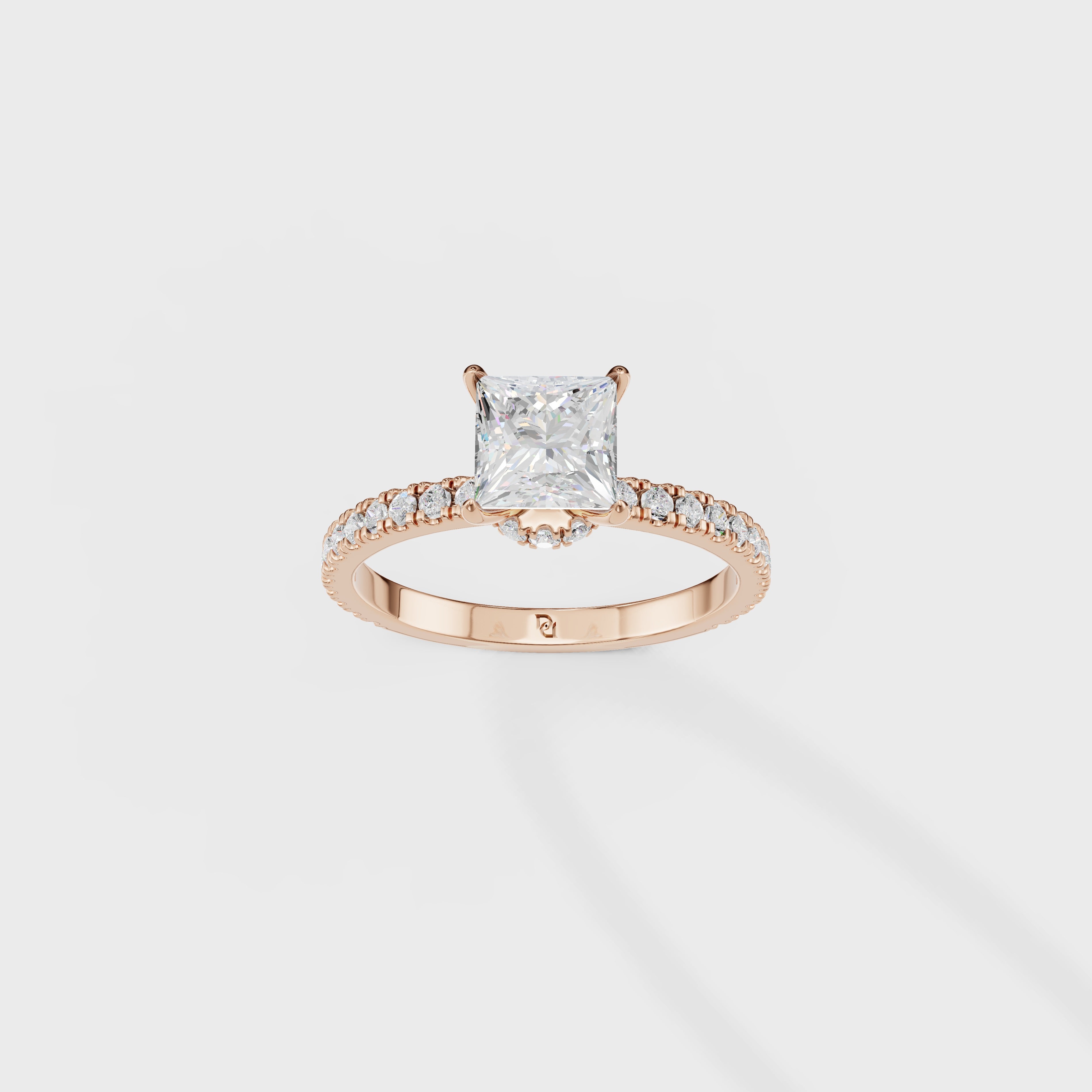 Cathedral Princess Cut Diamond Ring